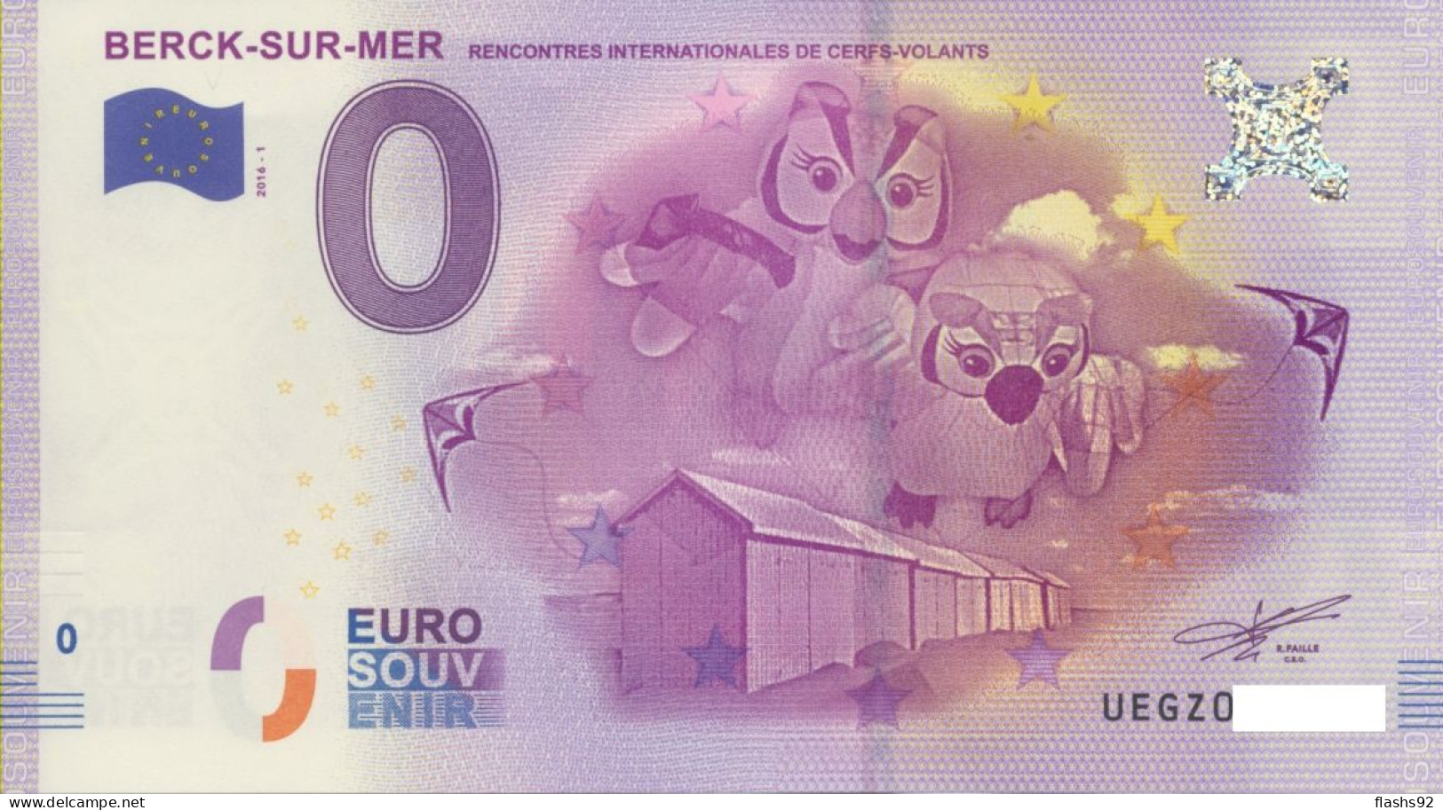 Vends Billet Souvenir Touristique 0€ Berk Sur Mer Cerfs Volants 2016-1 UEGZ - Autres & Non Classés