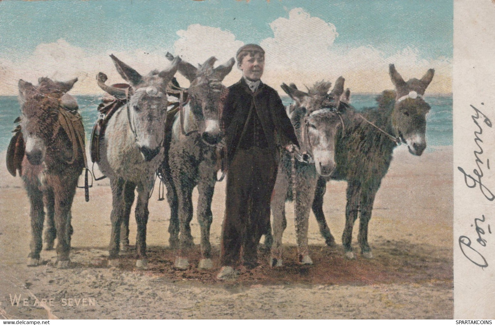 ESEL Tiere Kinder Vintage Antik Alt CPA Ansichtskarte Postkarte #PAA332.DE - Esel