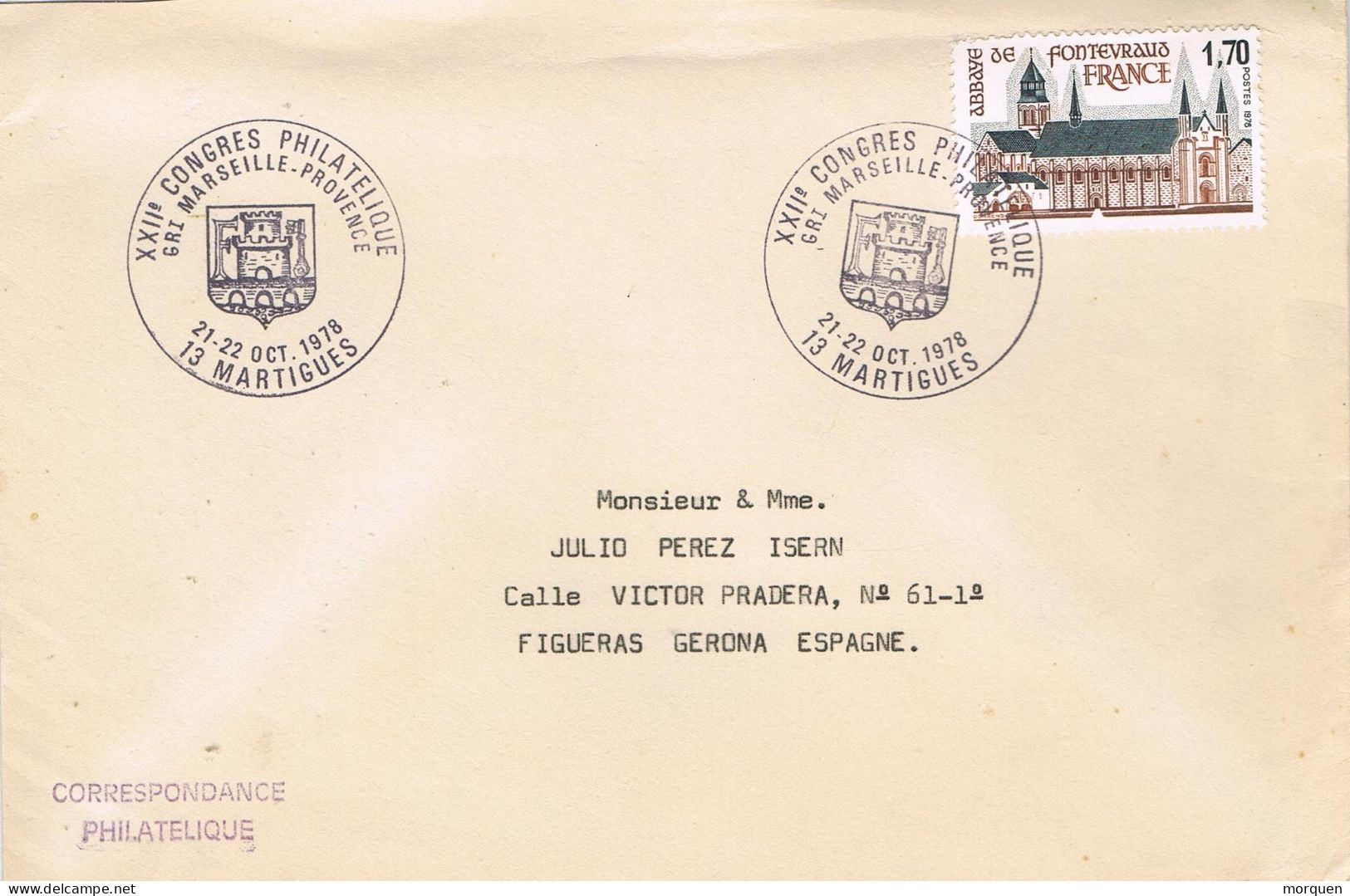 54947. Carta MARTIGUES ( France) 1978. Congres Philatelique Marseille-Provence - Storia Postale