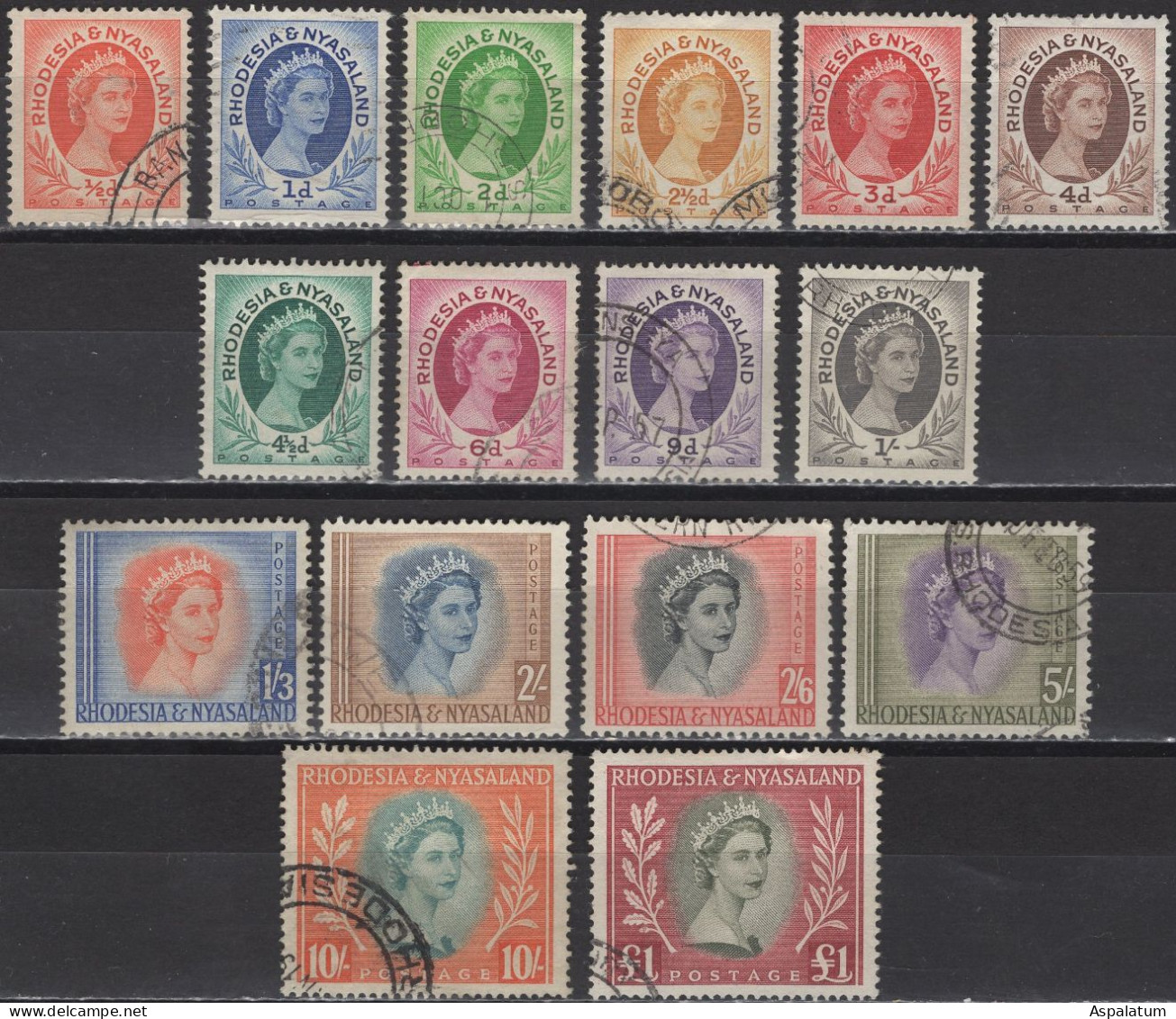 Rhodesia & Nyasaland - Definitives - Set Of 16 - QEII - Mi 1~16 - 1955/56 - Rhodesië & Nyasaland (1954-1963)