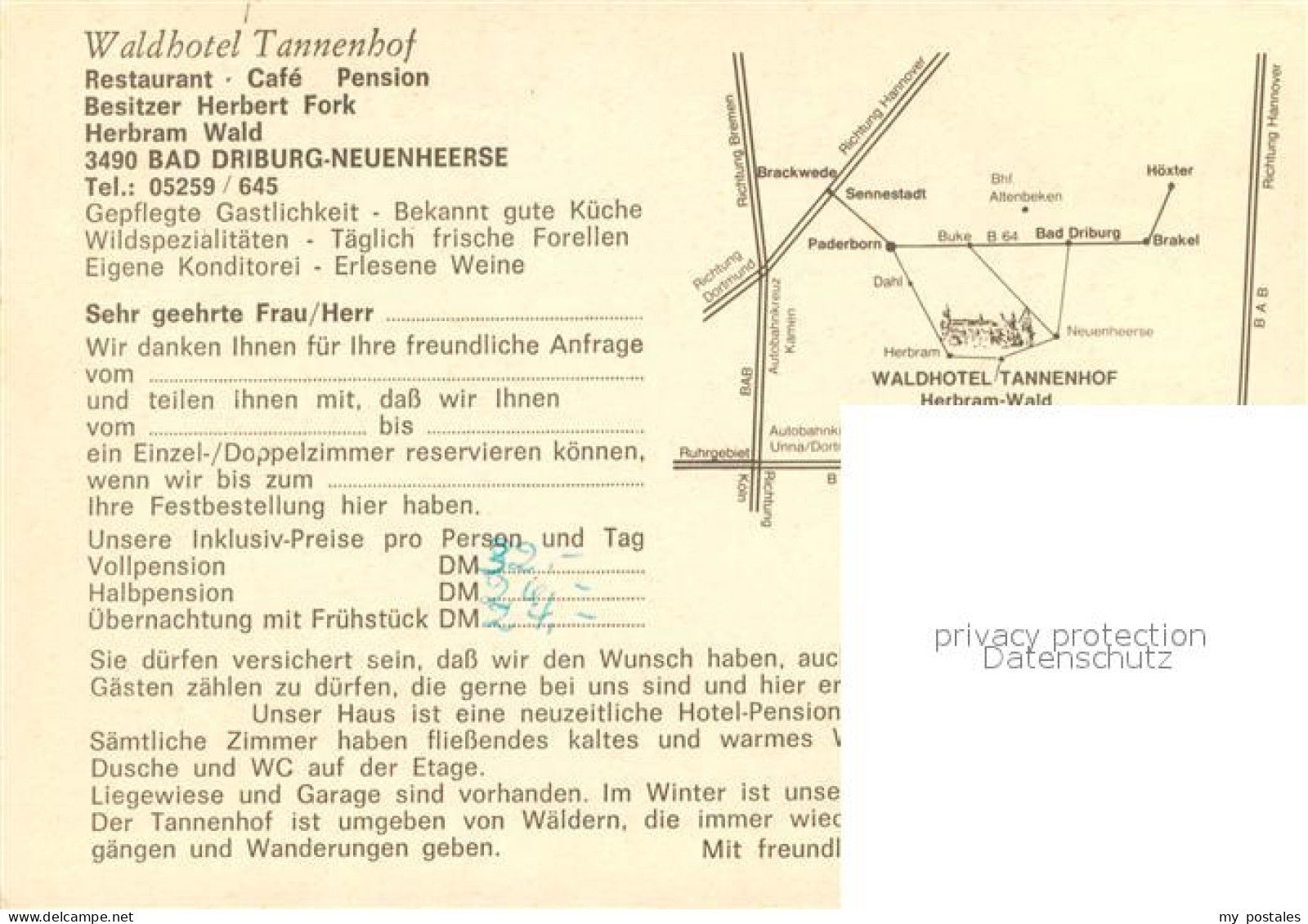 73641158 Neuenheerse Waldhotel Tannenhof Hotel Pension Fruehstueckszimmer Gastst - Bad Driburg