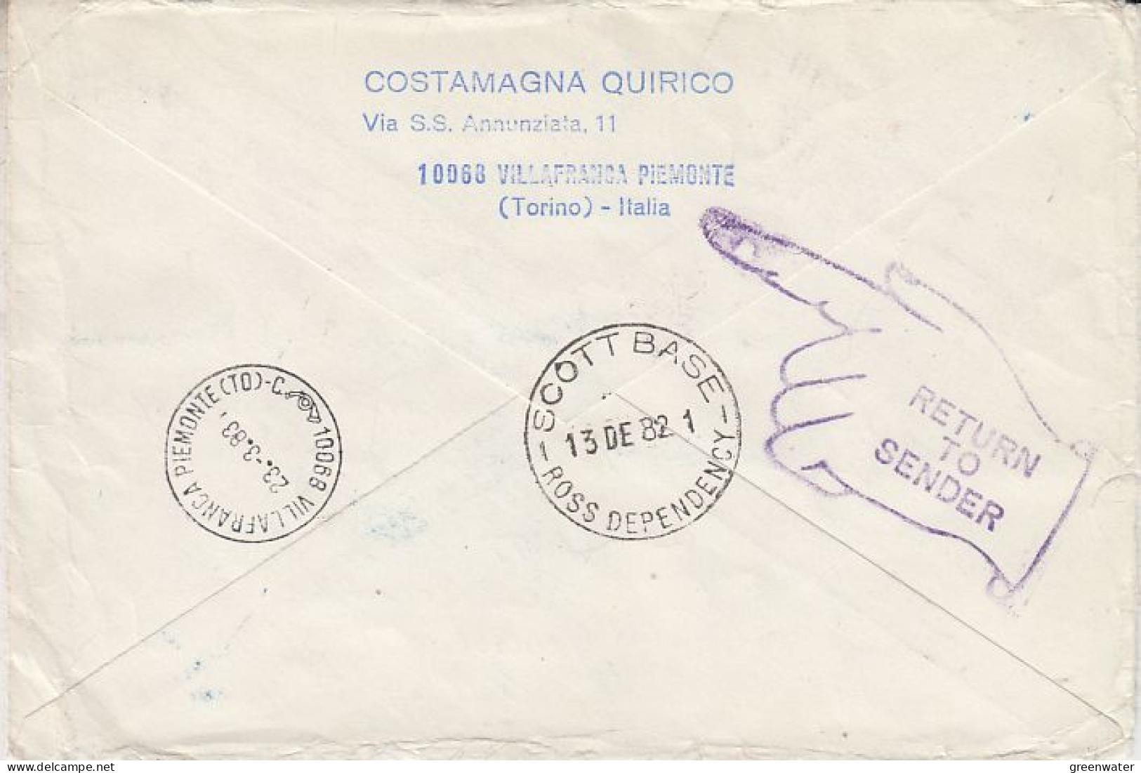 Ross Dependency 1982 Cover Send To Scott Base And Return Ca Scott Base 13 DE 1982 (RO151) - Lettres & Documents