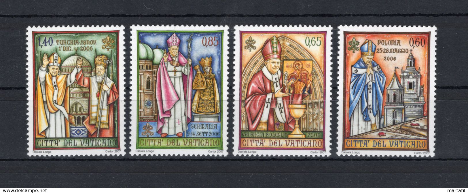 2007 VATICANO SET MNH ** 1454/1457 I Viaggi Del Papa Benedetto XVI - Neufs
