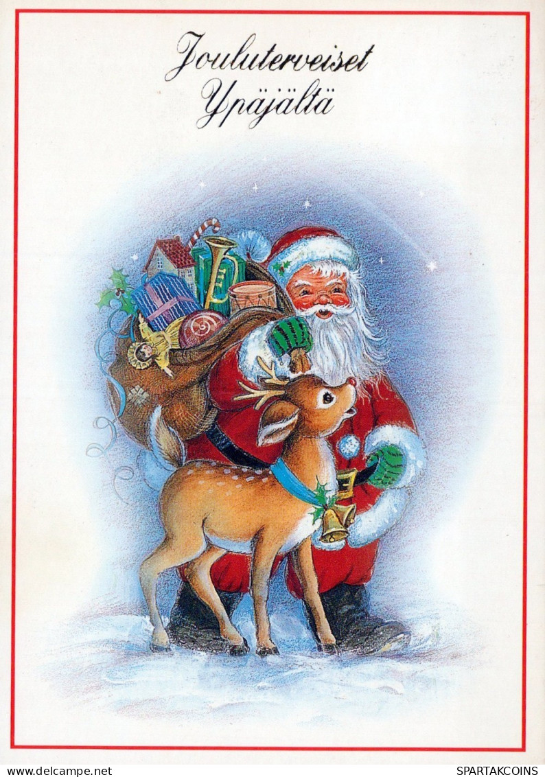 WEIHNACHTSMANN SANTA CLAUS TIERE WEIHNACHTSFERIEN Vintage Postkarte CPSM #PAK518.DE - Santa Claus