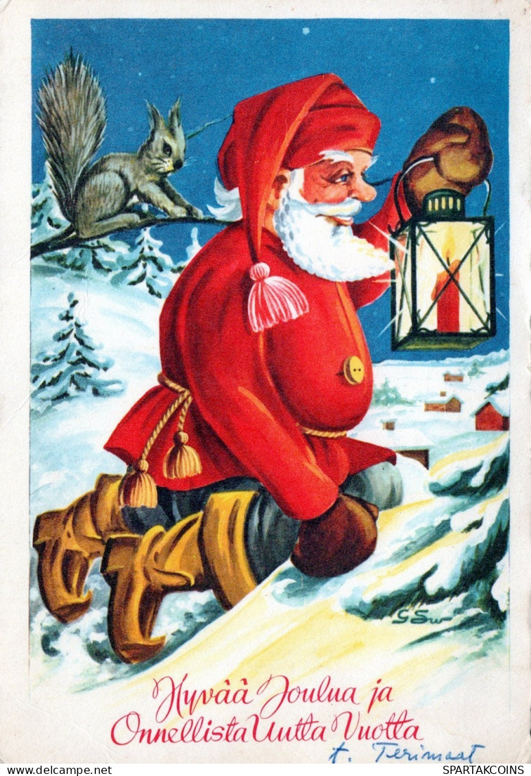 WEIHNACHTSMANN SANTA CLAUS WEIHNACHTSFERIEN Vintage Postkarte CPSM #PAK391.DE - Santa Claus
