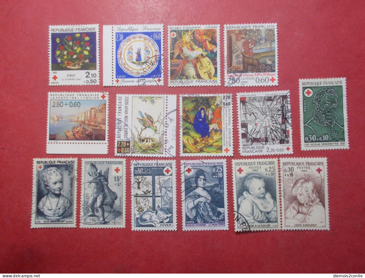 Lot 15 Timbres FRANCE Croix Rouge Différents Vrac Divers (B362) - Collections