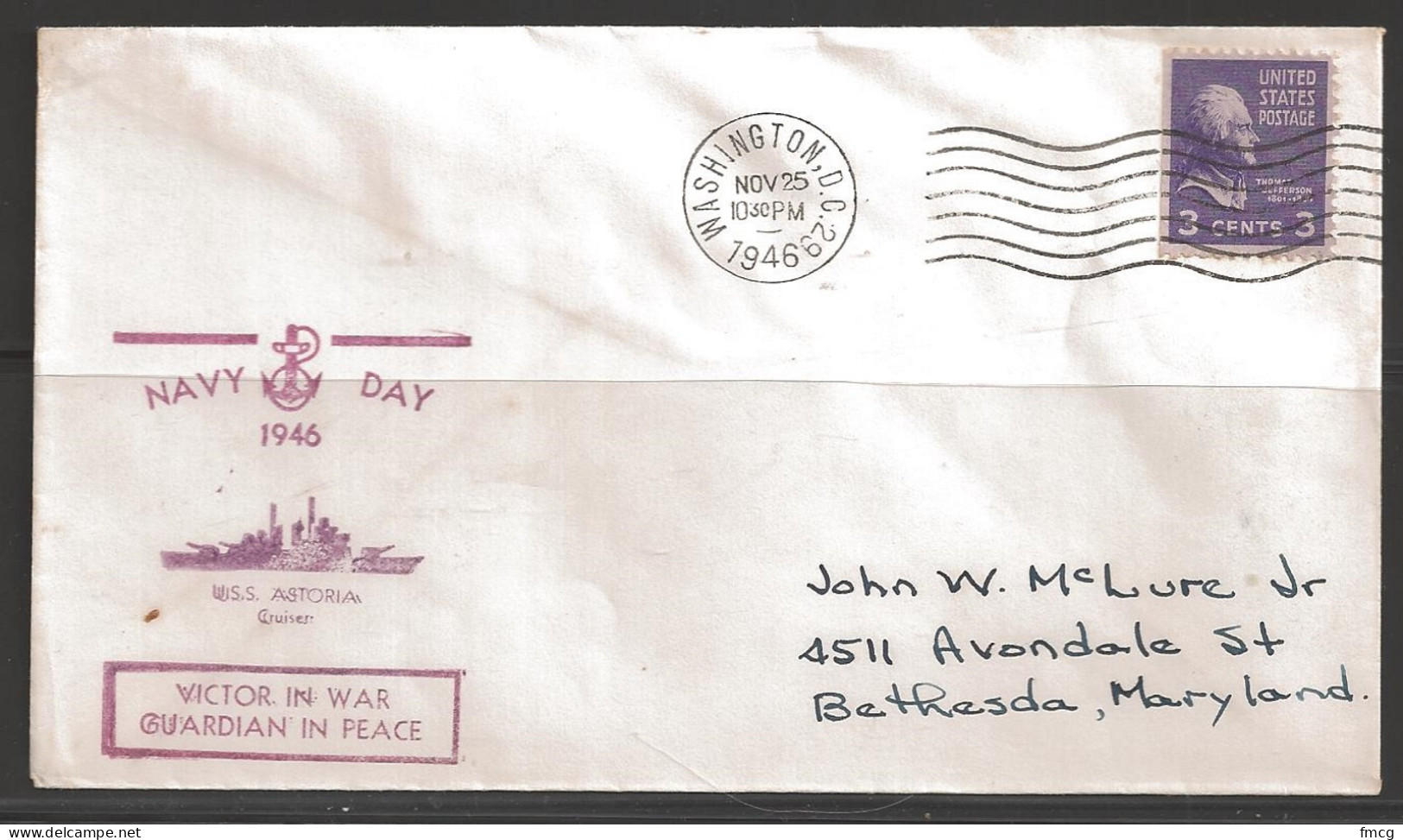 1946 Navy Day, Nov. 25, Washington DC - Briefe U. Dokumente
