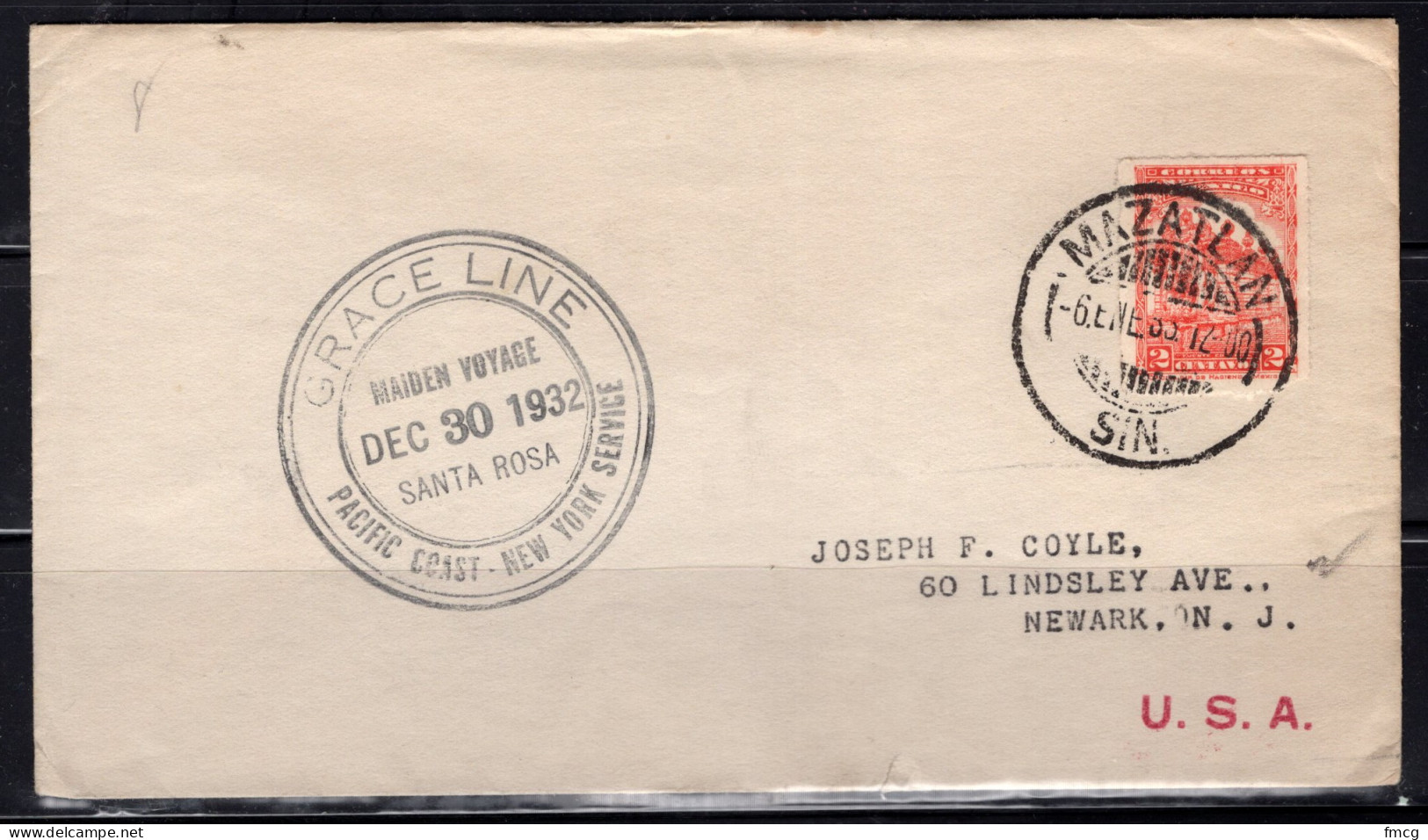 1938 N.Y. & Buenos Aires Sea Post, S.S. Brazil, Oct. 8, Maiden Voyage.   - Briefe U. Dokumente