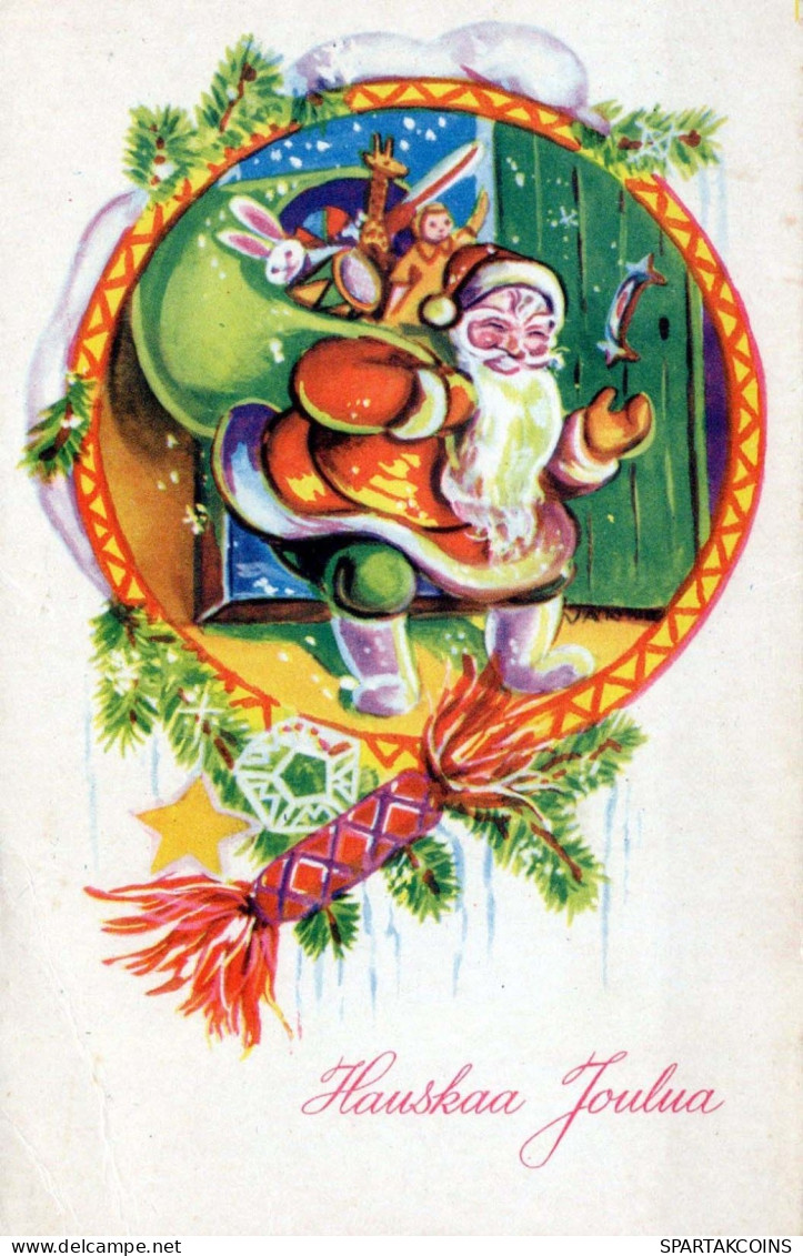 PAPÁ NOEL Feliz Año Navidad Vintage Tarjeta Postal CPSMPF #PKG289.ES - Santa Claus