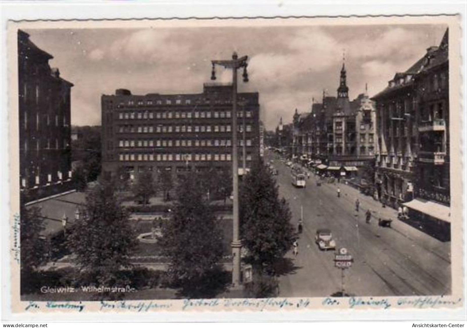 39078106 - Gleiwitz / Gliwice Mit Wilhelmstrasse Gelaufen, 1941. Gute Erhaltung. - Schlesien