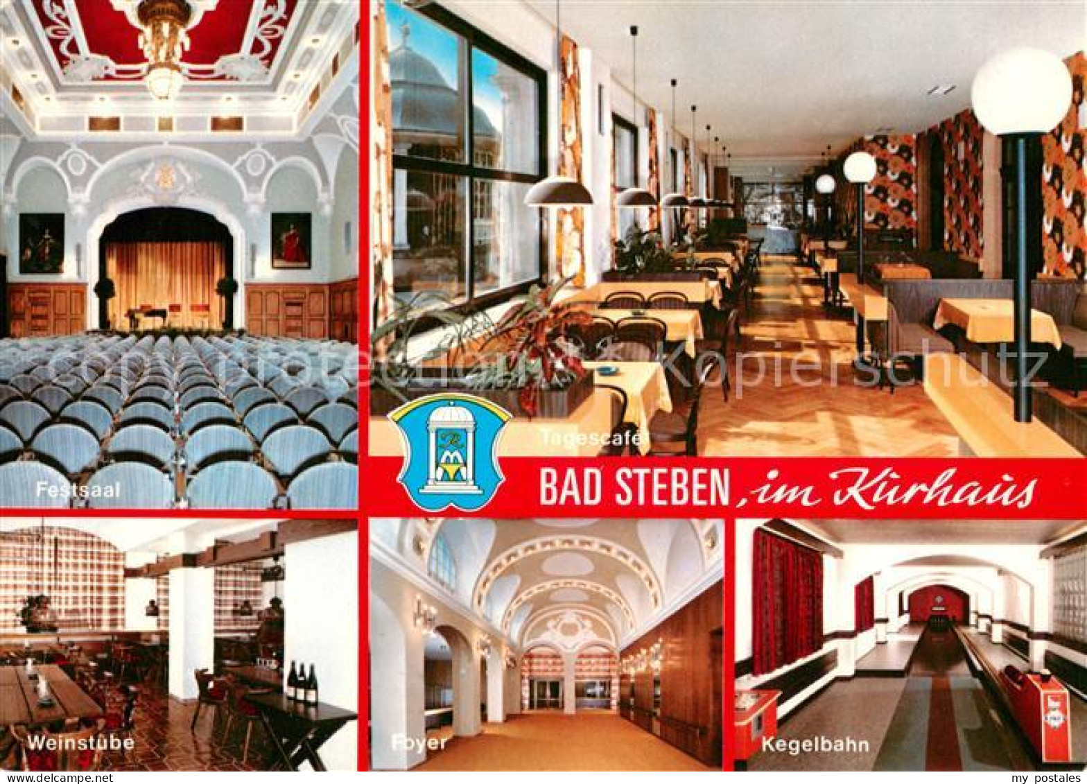 73641102 Bad Steben Stahl Radium Moorbad Kurhaus Festsaal Weinstube Foyer Kegelb - Bad Steben