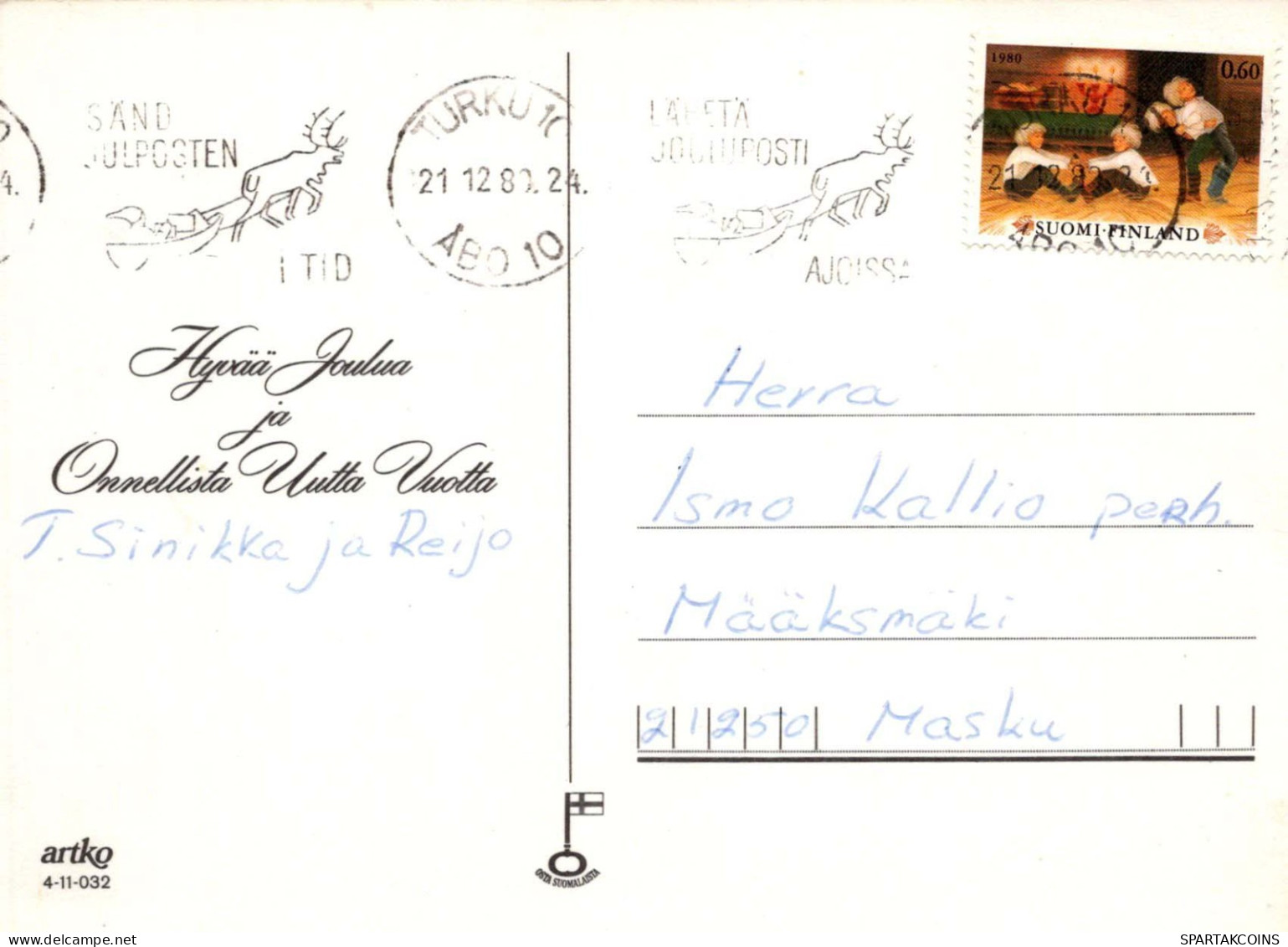 PAPÁ NOEL Feliz Año Navidad Vintage Tarjeta Postal CPSM #PBL440.ES - Santa Claus