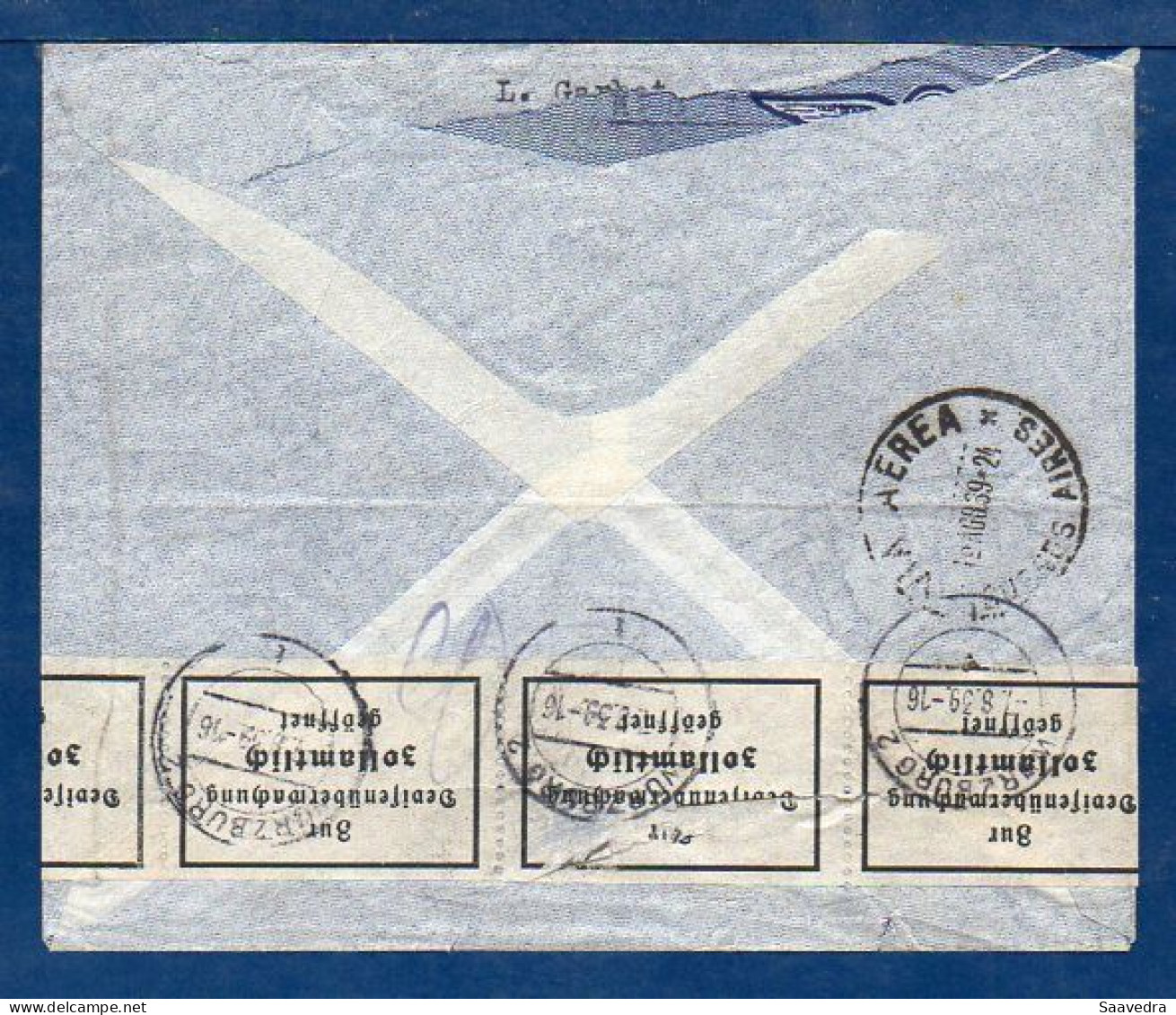 Argentina To Germany, 1939, Last Flight To Europe Via Condor, Flight L-480, Currency Censor Tape, SEE DESCRIPTION  (040) - Lettres & Documents