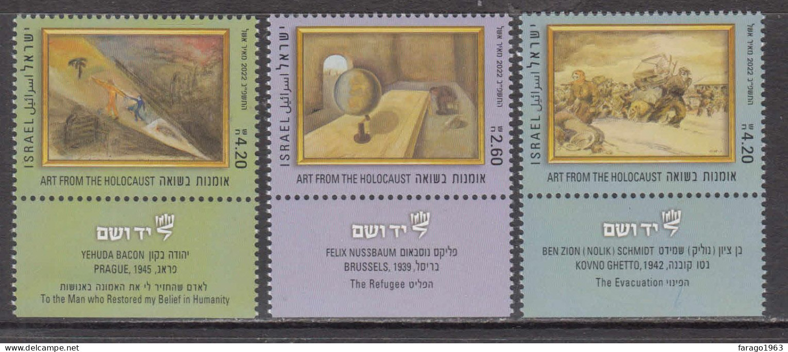 2022 Israel Art From The Holocaust  Complete Set Of 3 + Tabs MNH @   BELOW FACE VALUE - Nuovi