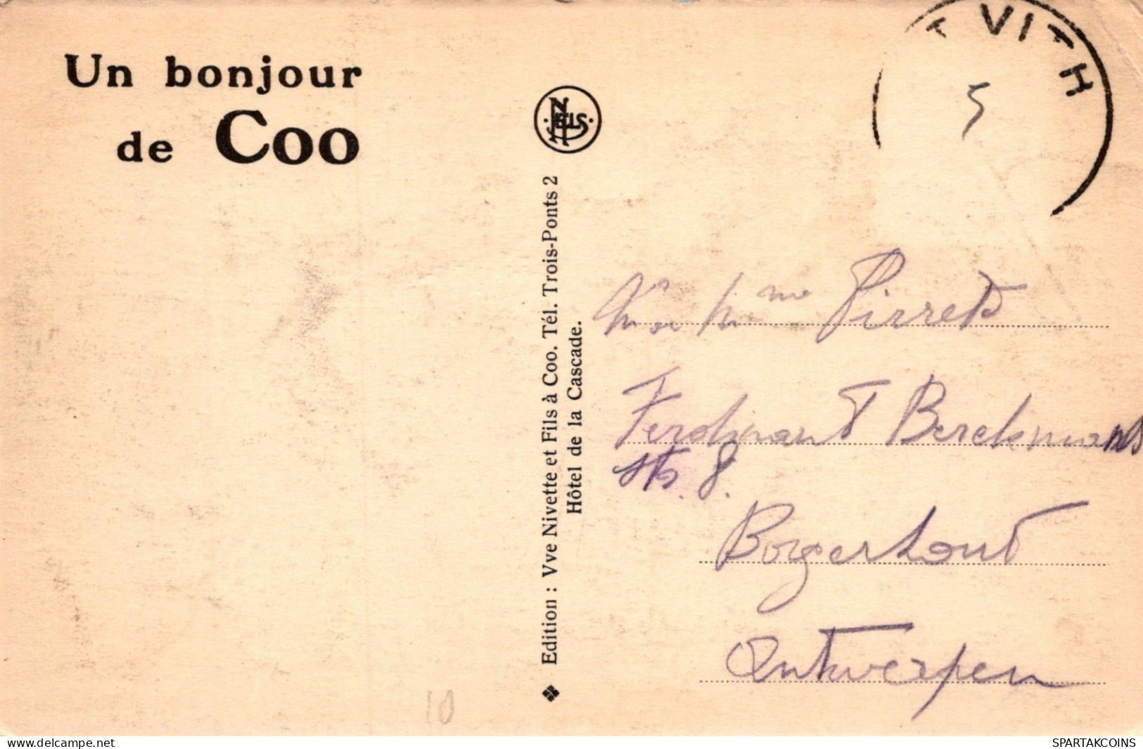 BELGIQUE CASCADE DE COO Province De Liège Carte Postale CPA #PAD157.FR - Stavelot