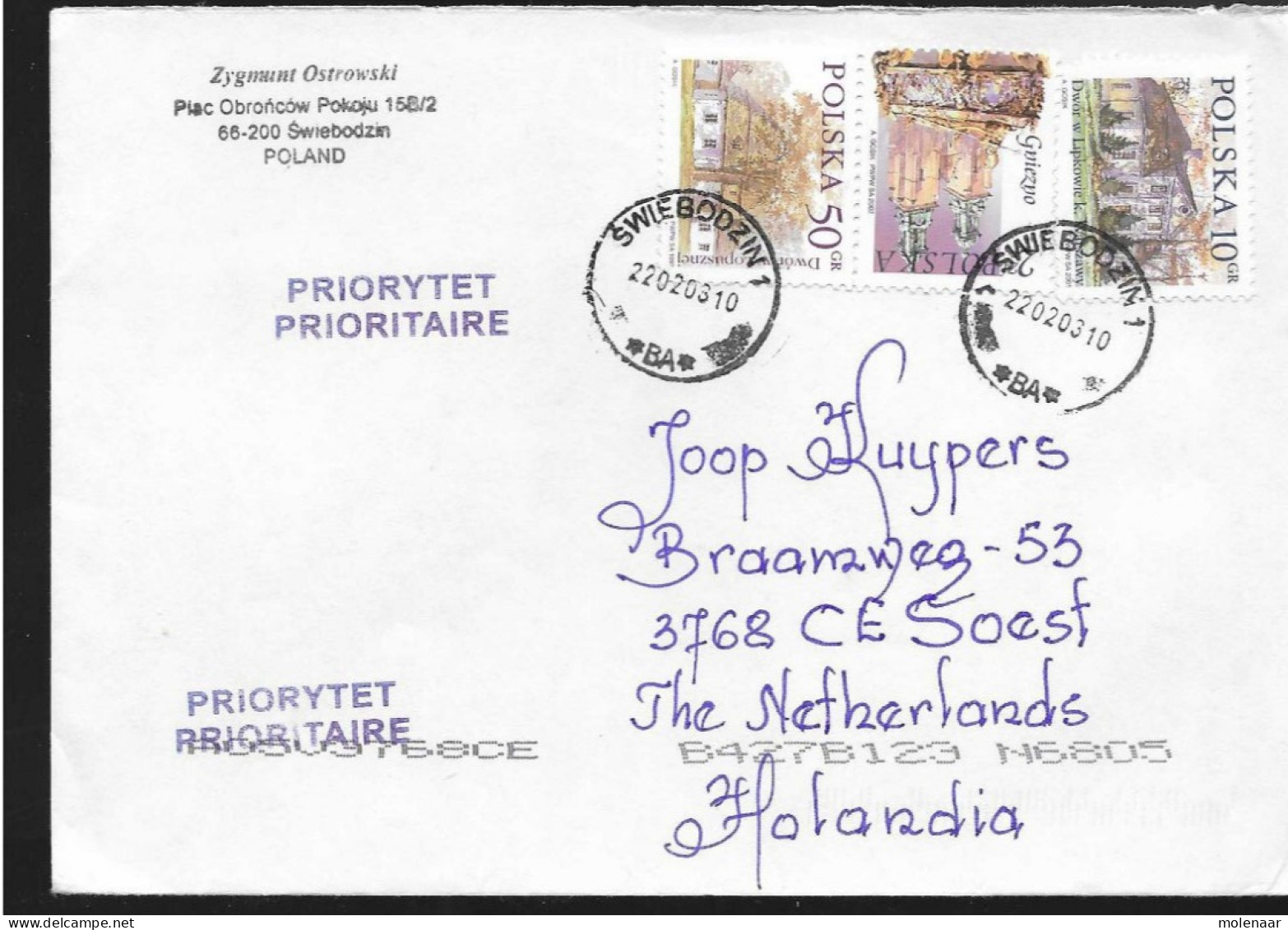Postzegels > Europa > Polen > 1944-.... Republiek > 2001-10 >brief Ui 2003 Met 3 Postzegels (17119)17118 - Storia Postale