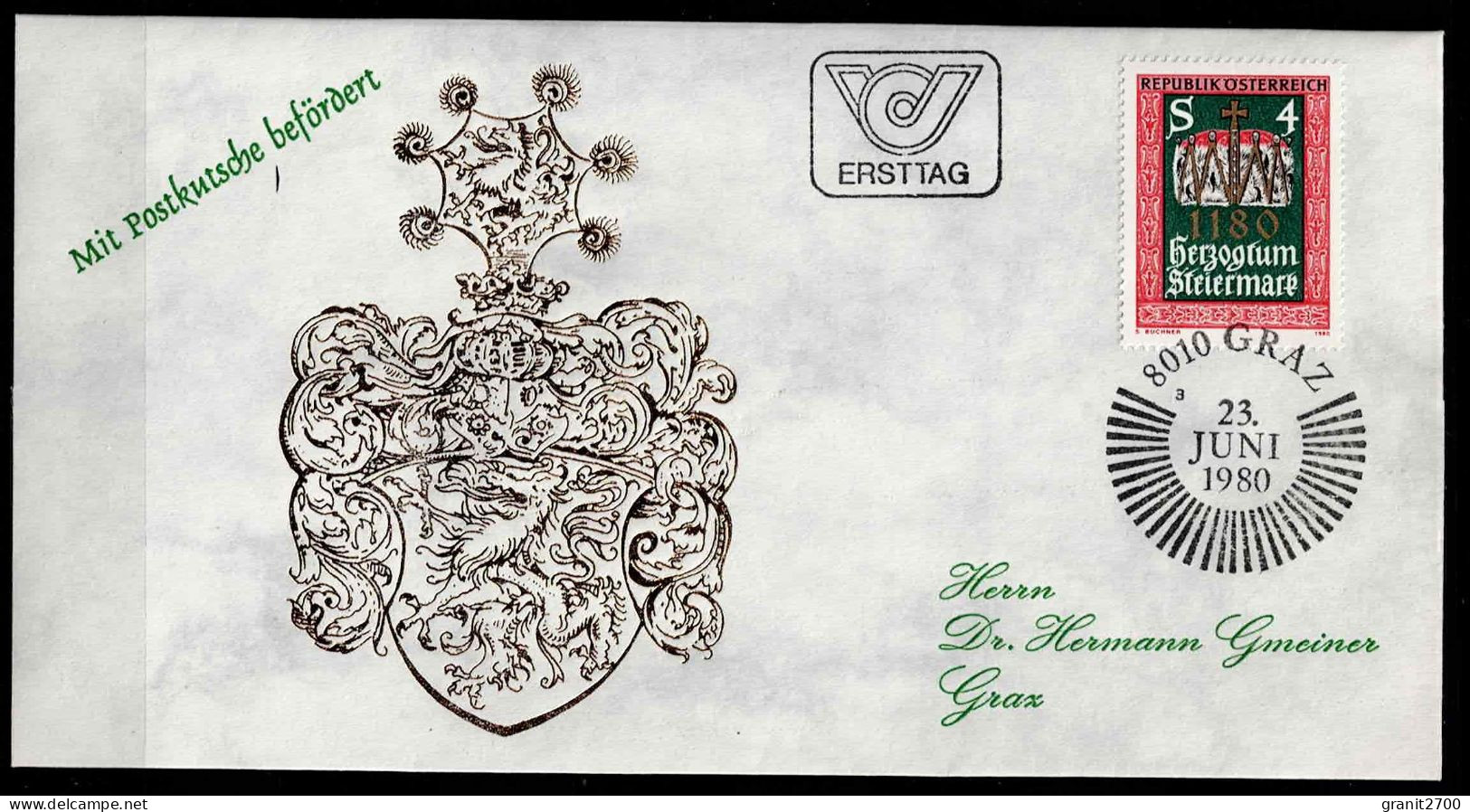 FDC Brief  Mit Postkutsche Befördert Herzogtum Steiermark  Graz Vom 23.6.1980 - Covers & Documents