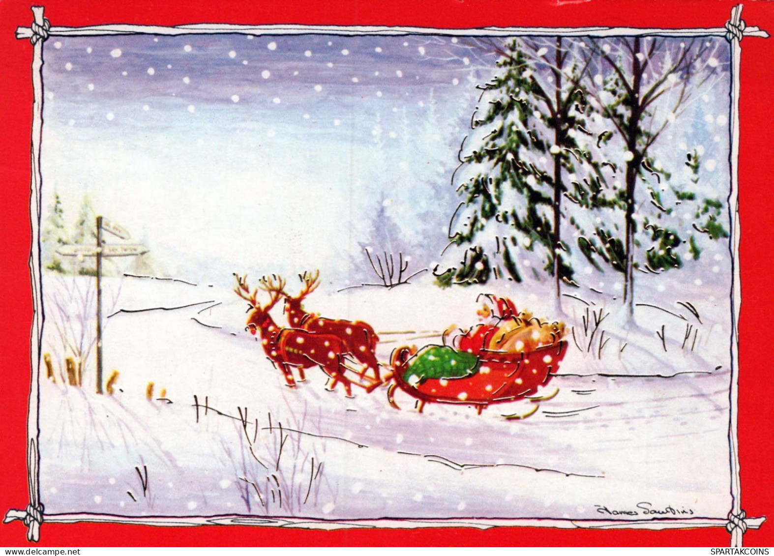 PÈRE NOËL Bonne Année Noël Vintage Carte Postale CPSM #PBL569.FR - Santa Claus