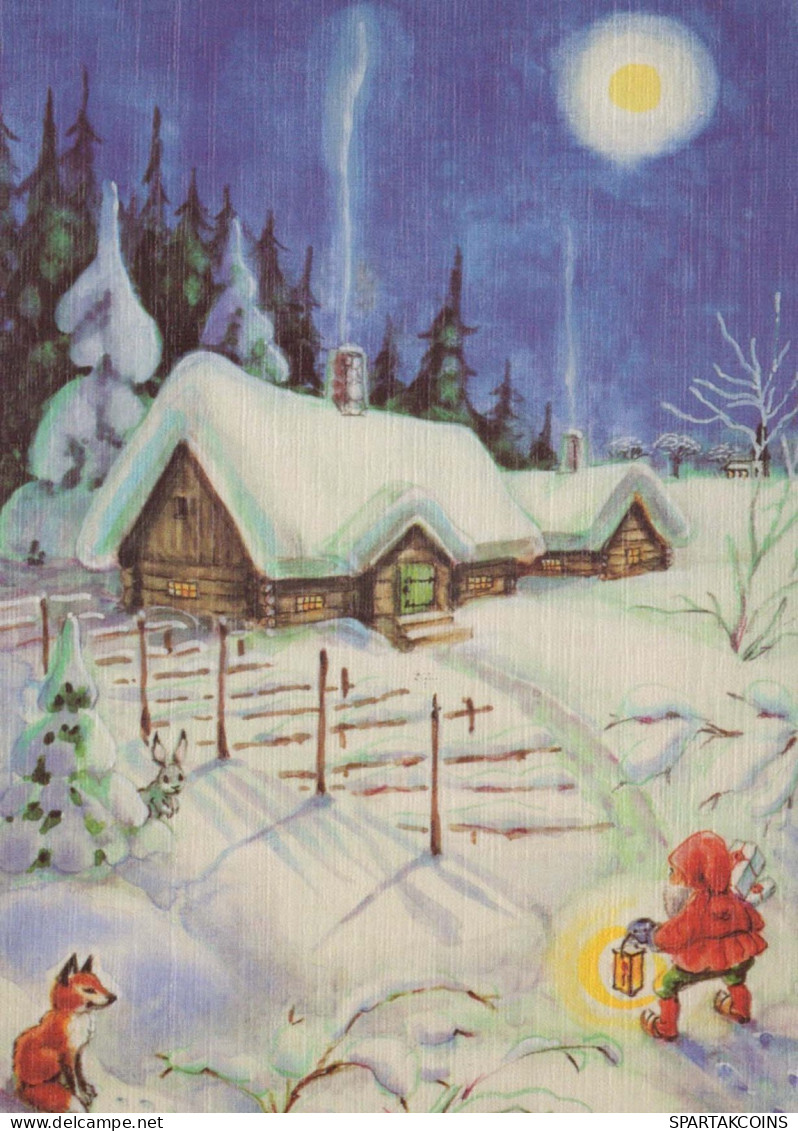 PÈRE NOËL Bonne Année Noël Vintage Carte Postale CPSM #PAU550.FR - Santa Claus