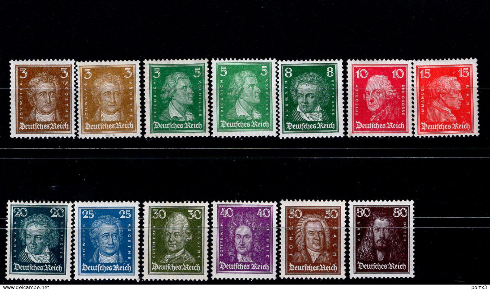 Deutsches Reich 385 - 397 Berühmte Deutsche  MLH *  Falz - Unused Stamps