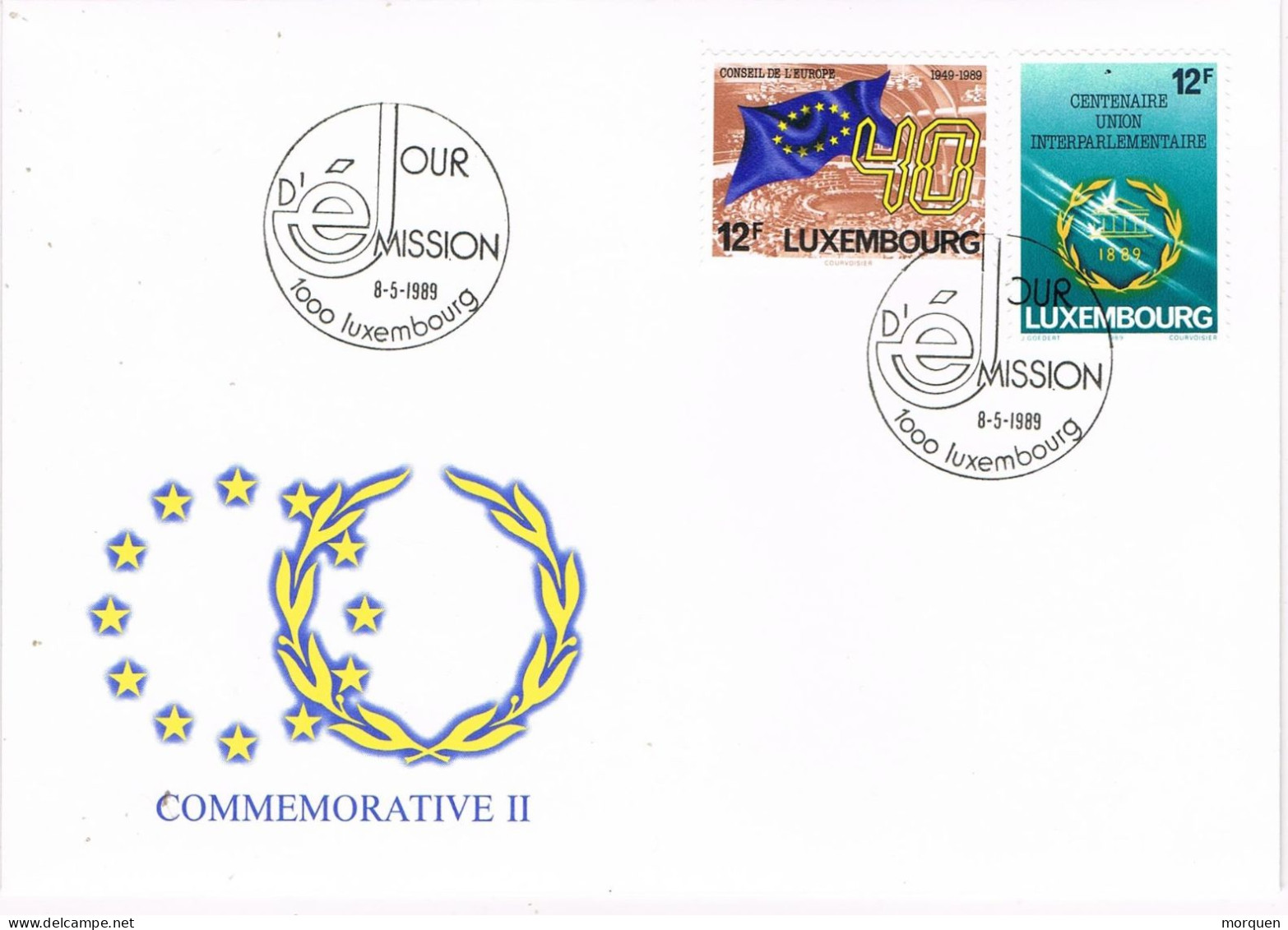 54949. Carta F.D.C. LUXEMBOURG  1989. Tema EUROPA. Conseil D'Europe, Centenario - FDC