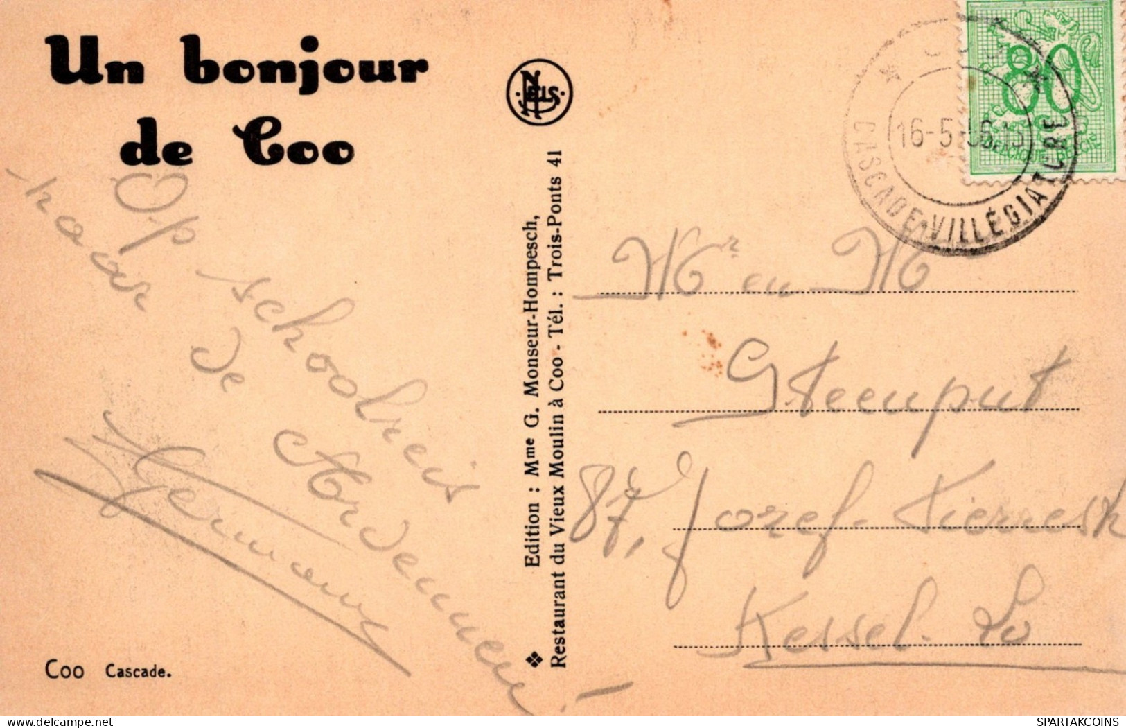BELGIUM COO WATERFALL Province Of Liège Postcard CPA #PAD155.GB - Stavelot