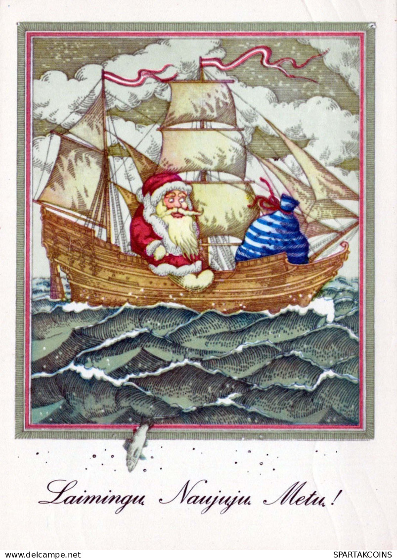 SANTA CLAUS Happy New Year Christmas Vintage Postcard CPSM #PBL114.GB - Santa Claus