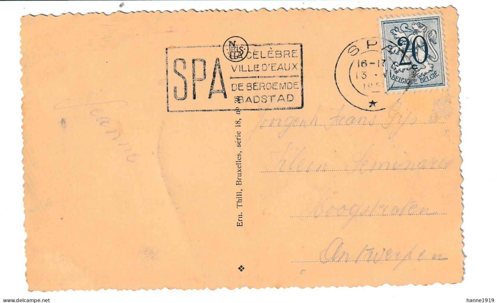 Coo La Cascade Cachet 1951 Spa Htje - Stavelot