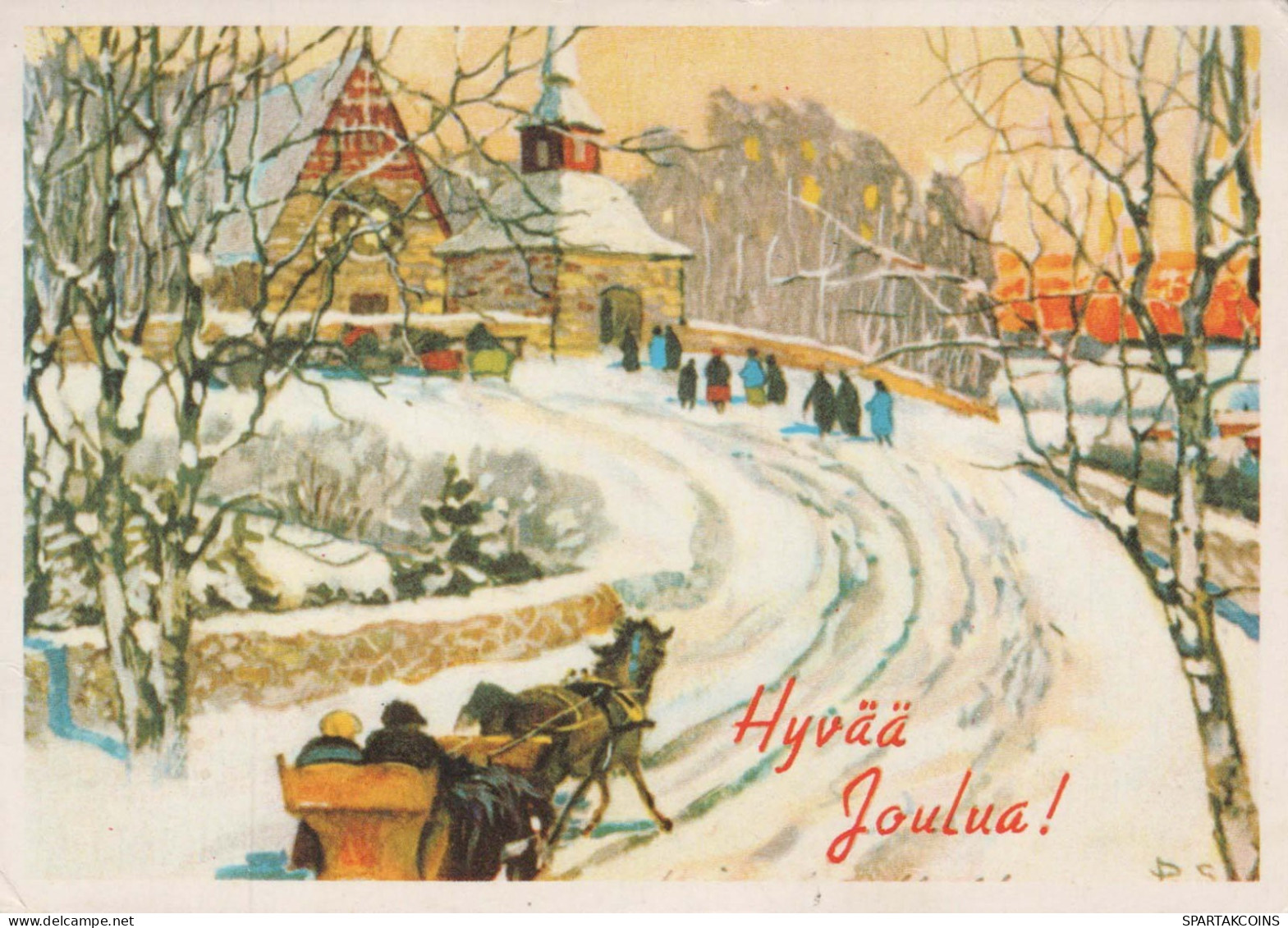 Happy New Year Christmas HORSE Vintage Postcard CPSM #PAW427.GB - Nouvel An