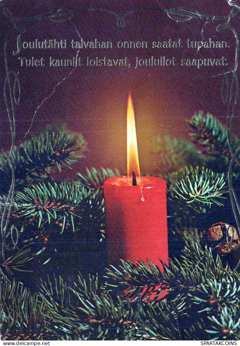 Happy New Year Christmas CANDLE Vintage Postcard CPSM #PAV518.GB - Año Nuevo