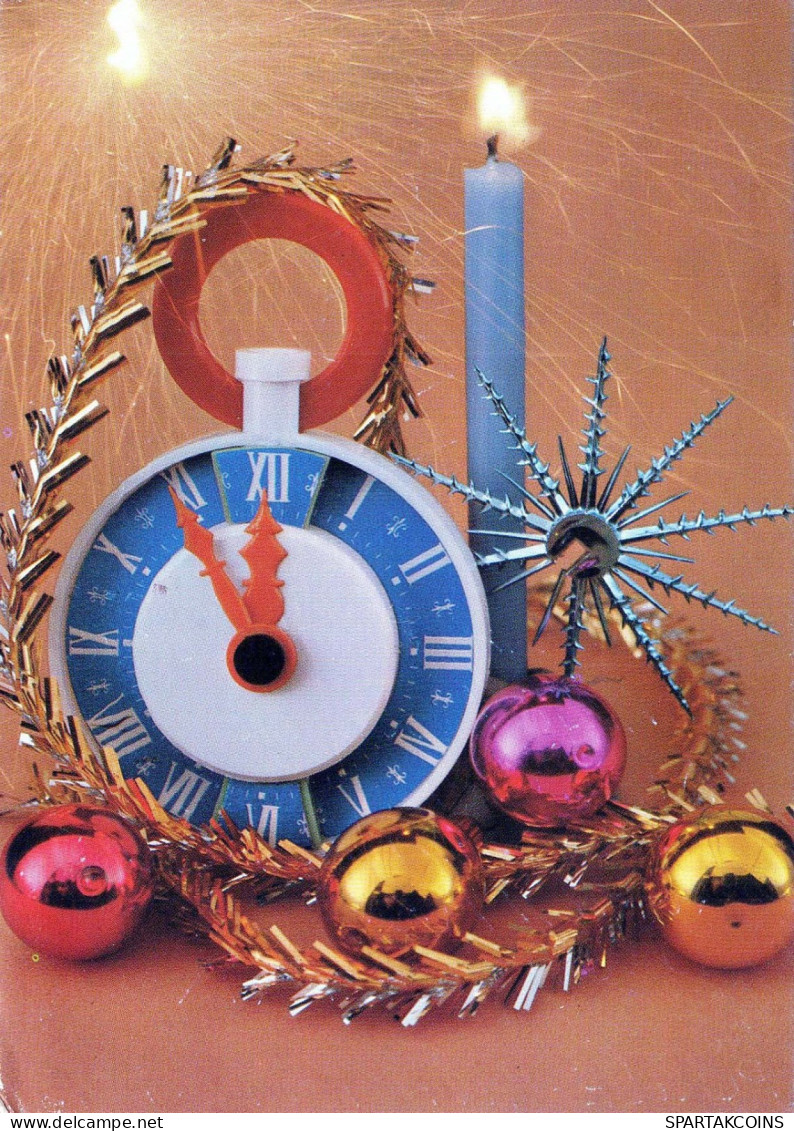 Happy New Year Christmas TABLE CLOCK Vintage Postcard CPSM #PAT763.GB - New Year