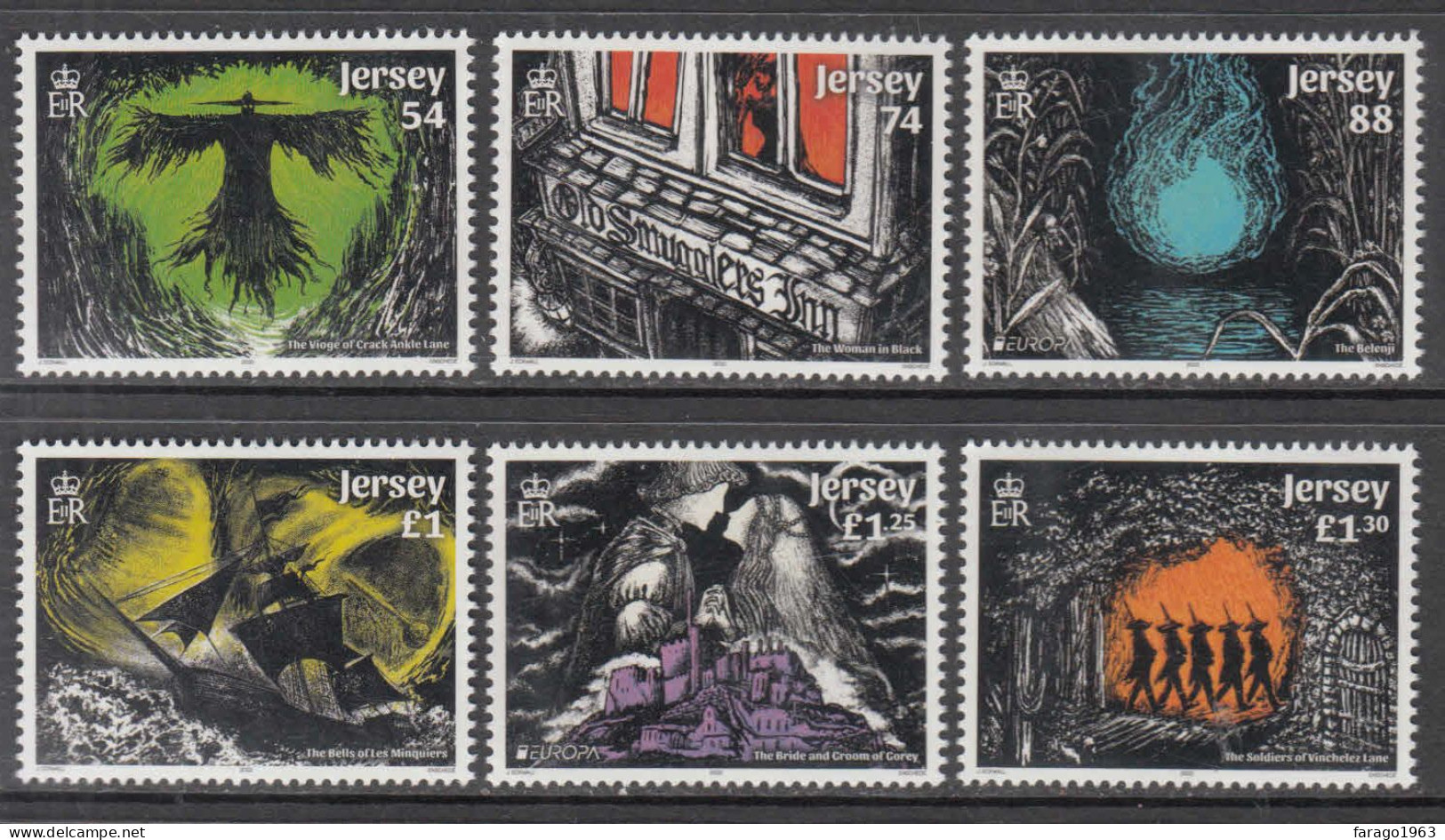 2022 Jersey Myths & Legends Ghost Stories Europa Complete Set Of 6 MNH @   BELOW FACE VALUE - Jersey