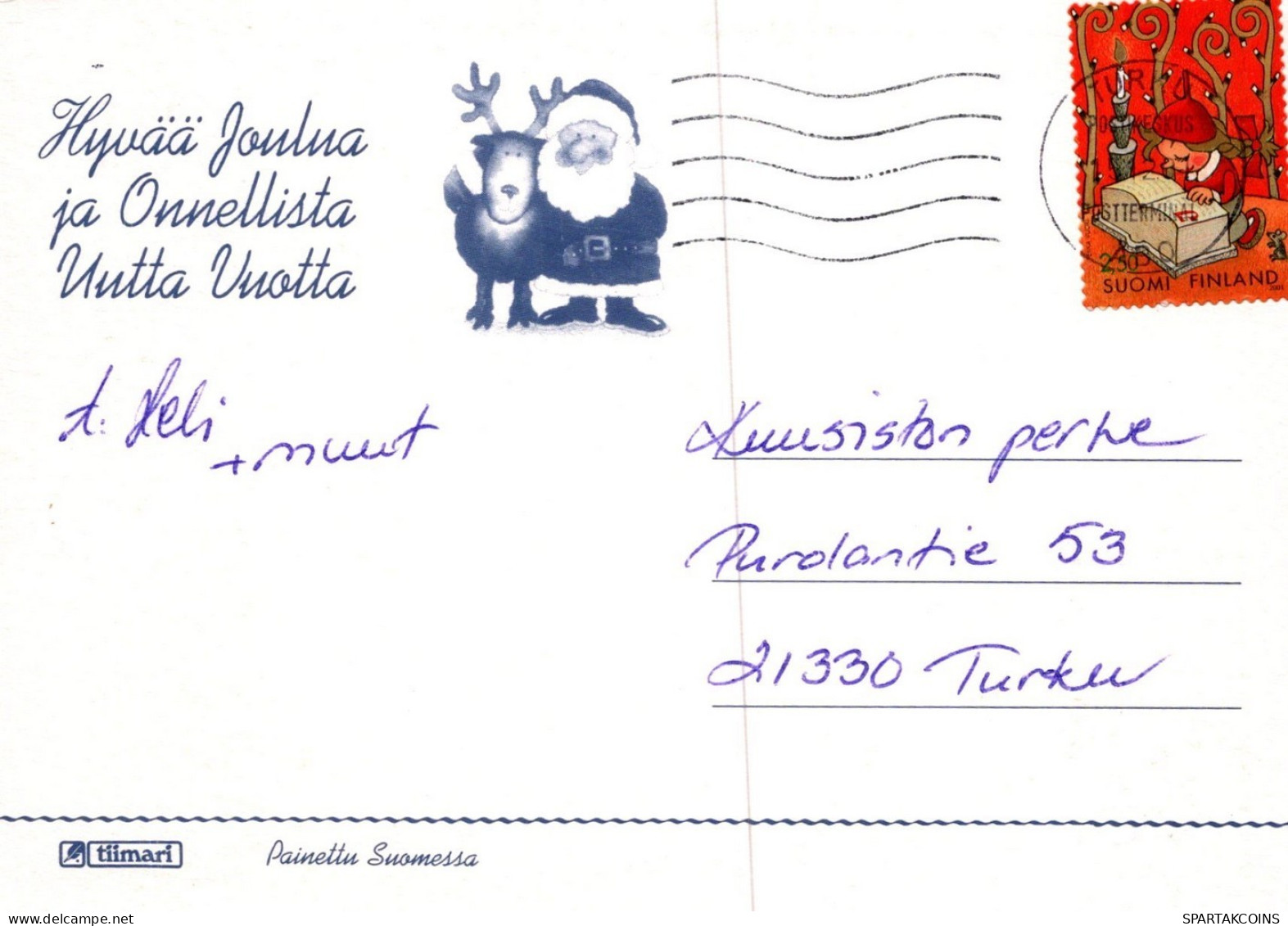 SANTA CLAUS FLOWERS CHRISTMAS Holidays Vintage Postcard CPSM #PAK581.GB - Santa Claus