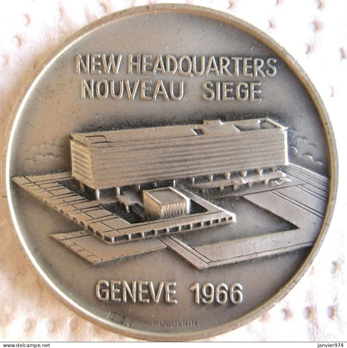 Suisse Médaille En Argent O. M. S, Organisation Mondiale De La Santé, Nouveau Siège, Genève 1966, Par HUGENIN - Andere & Zonder Classificatie