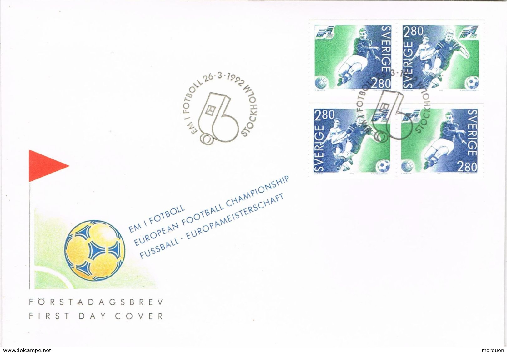 54950. Carta F.D.C.STOCKHOLM (Sverige) Suecia 1992. Campeonato Futbol, FOOTBALL - FDC