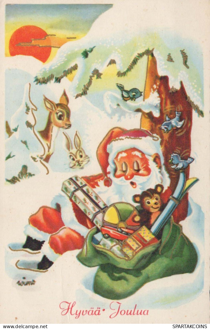 BABBO NATALE Buon Anno Natale Vintage Cartolina CPSMPF #PKG354.IT - Santa Claus