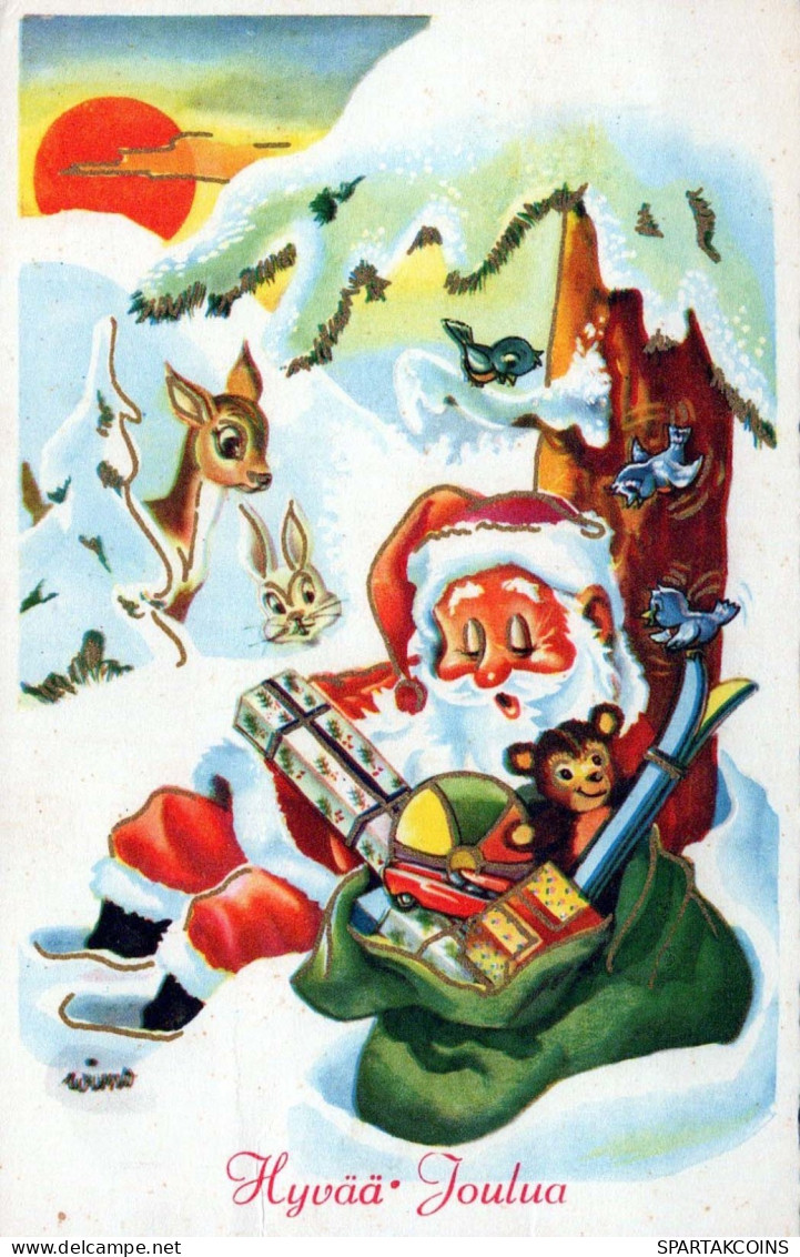 BABBO NATALE Buon Anno Natale Vintage Cartolina CPSMPF #PKG354.IT - Santa Claus