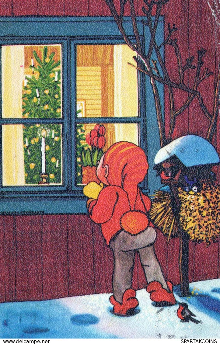Buon Anno Natale GNOME Vintage Cartolina CPSMPF #PKD119.IT - Año Nuevo