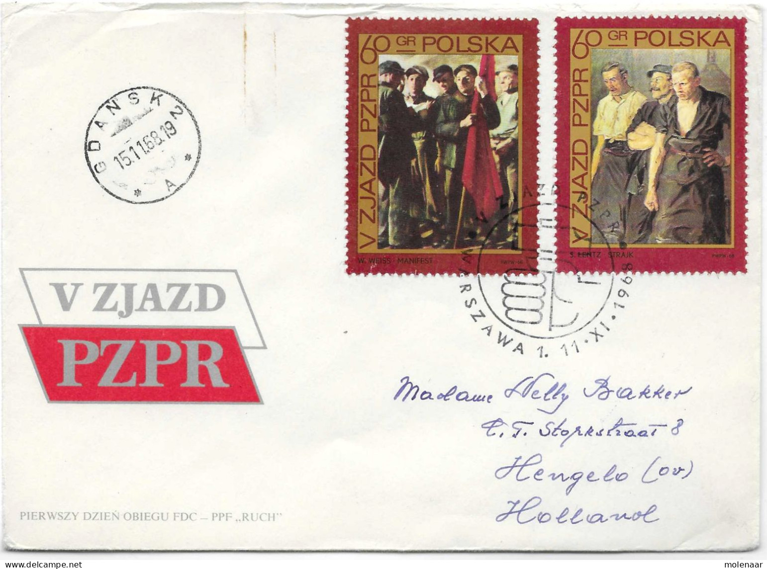 Postzegels > Europa > Polen > 1944-.... Republiek >191-1970>brief Uit 1968 Met 2 Postzegels (17120) - Brieven En Documenten