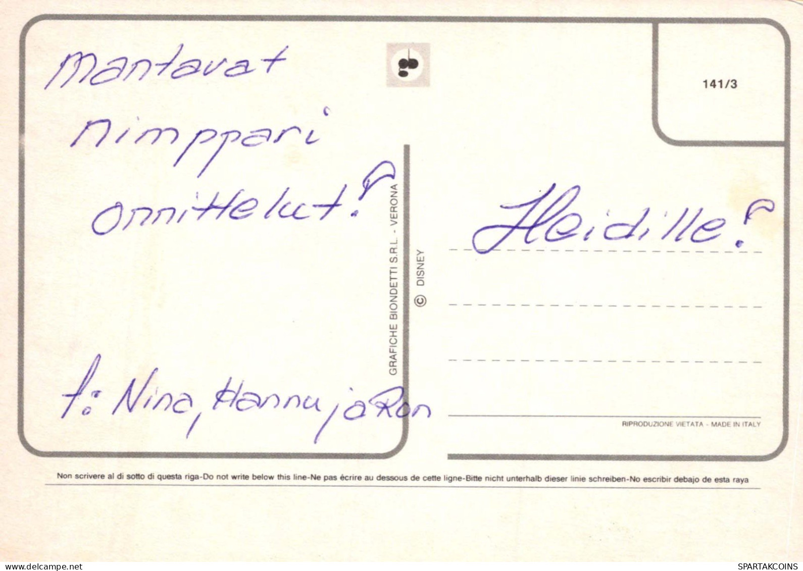 DISNEY CARTOON Vintage Cartolina CPSM #PBV476.IT - Escenas & Paisajes