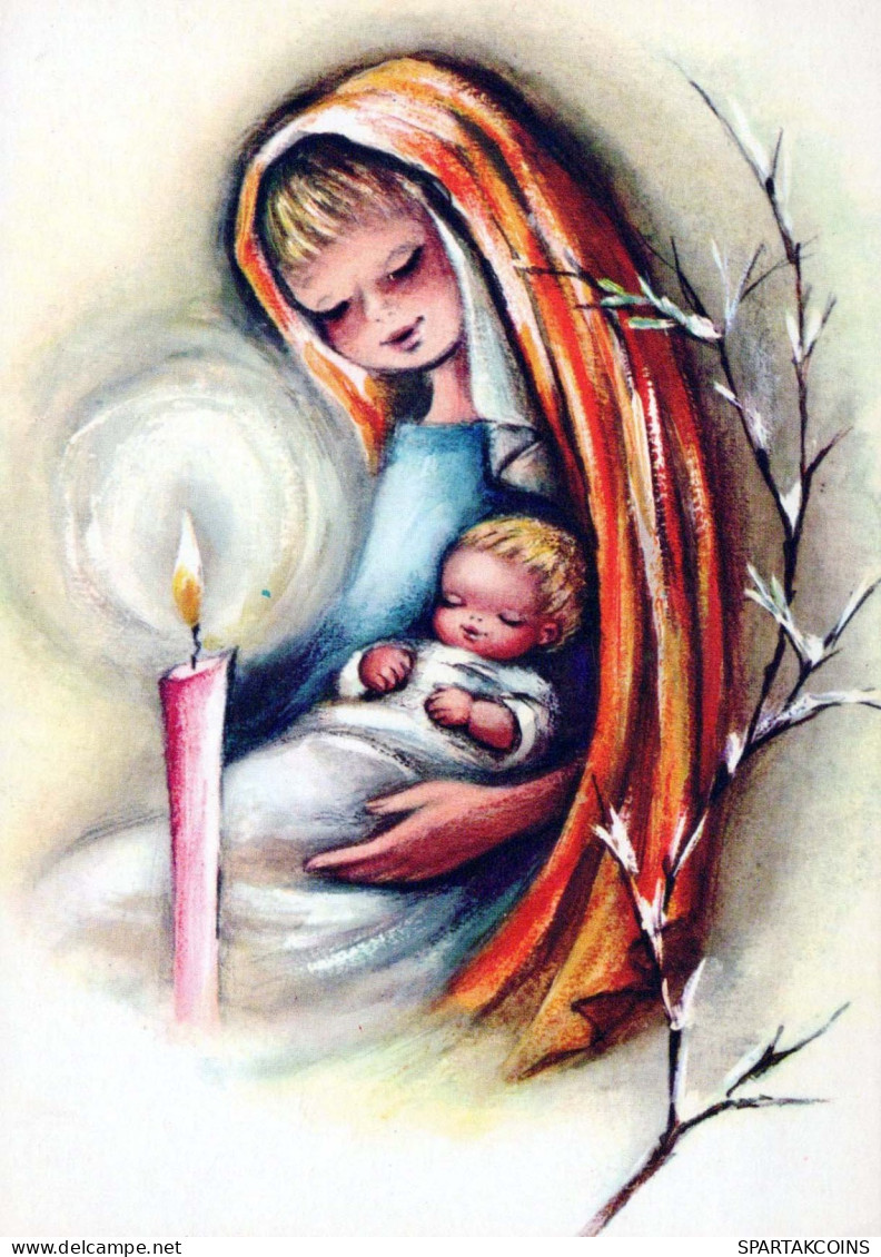 Vergine Maria Madonna Gesù Bambino Natale Religione Vintage Cartolina CPSM #PBP938.IT - Maagd Maria En Madonnas