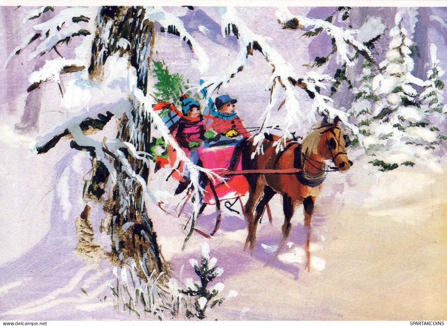 Buon Anno Natale CAVALLO Vintage Cartolina CPSM #PBM417.IT - New Year
