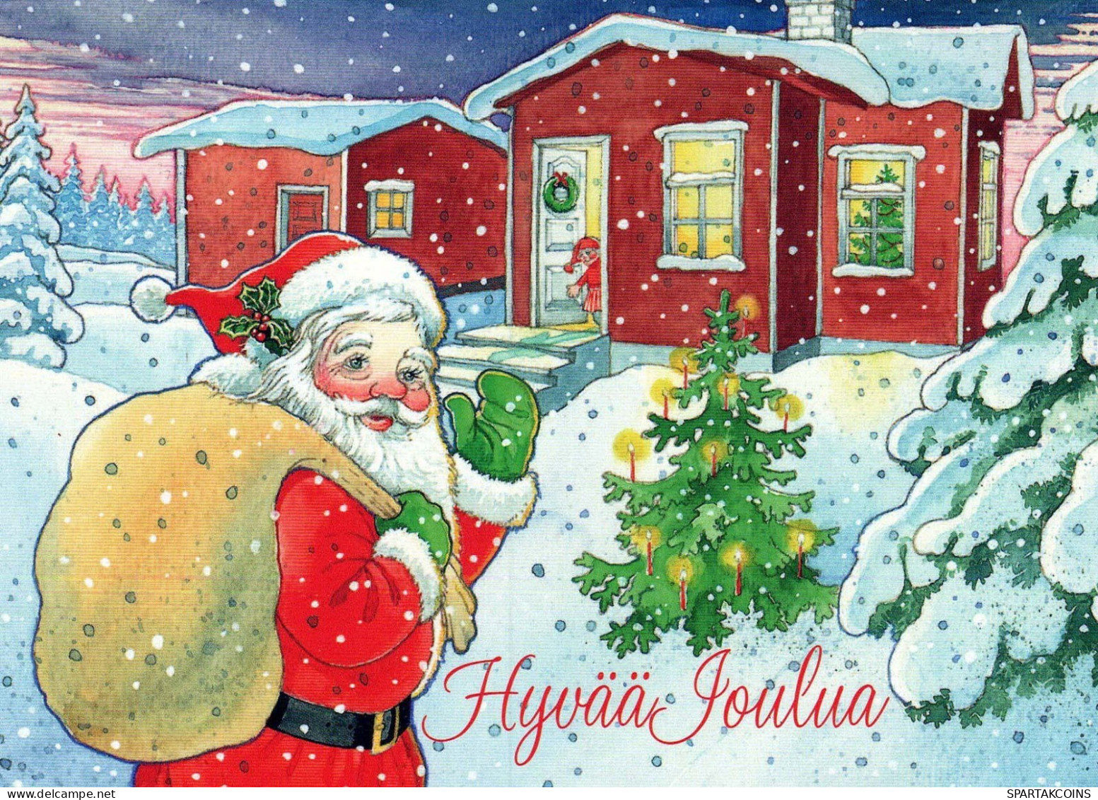 BABBO NATALE Buon Anno Natale Vintage Cartolina CPSM #PBL509.IT - Santa Claus