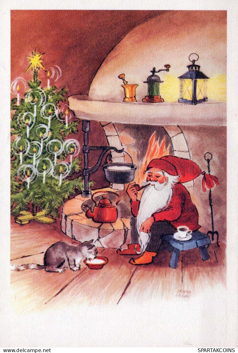 BABBO NATALE Buon Anno Natale Vintage Cartolina CPSM #PBL118.IT - Santa Claus