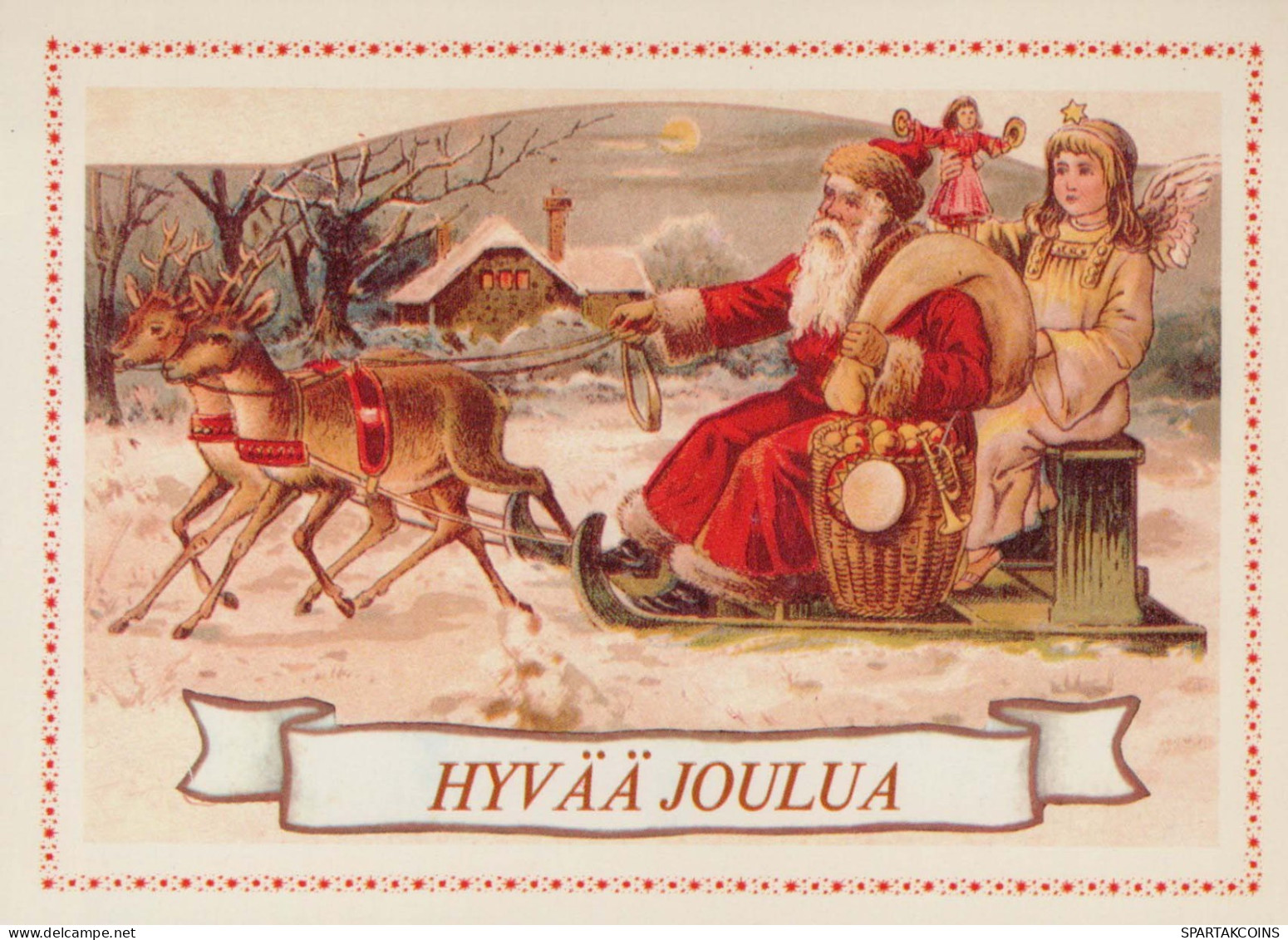 BABBO NATALE Buon Anno Natale CERVO Vintage Cartolina CPSM #PBB200.IT - Santa Claus
