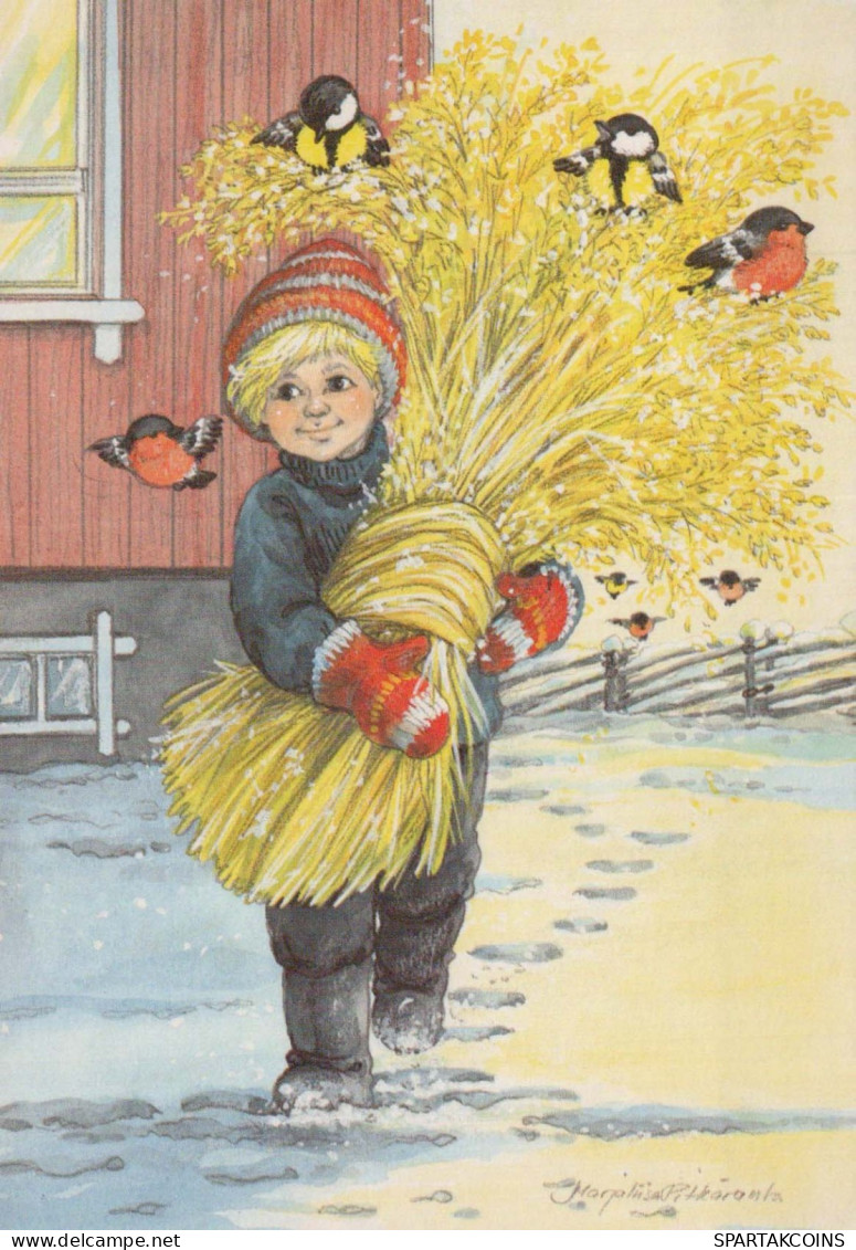 Buon Anno Natale BAMBINO Vintage Cartolina CPSM #PAW370.IT - New Year