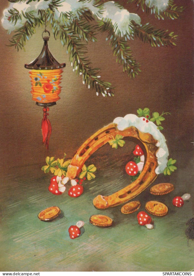 Buon Anno Natale CAVALLOSHOE Vintage Cartolina CPSM #PAT952.IT - New Year
