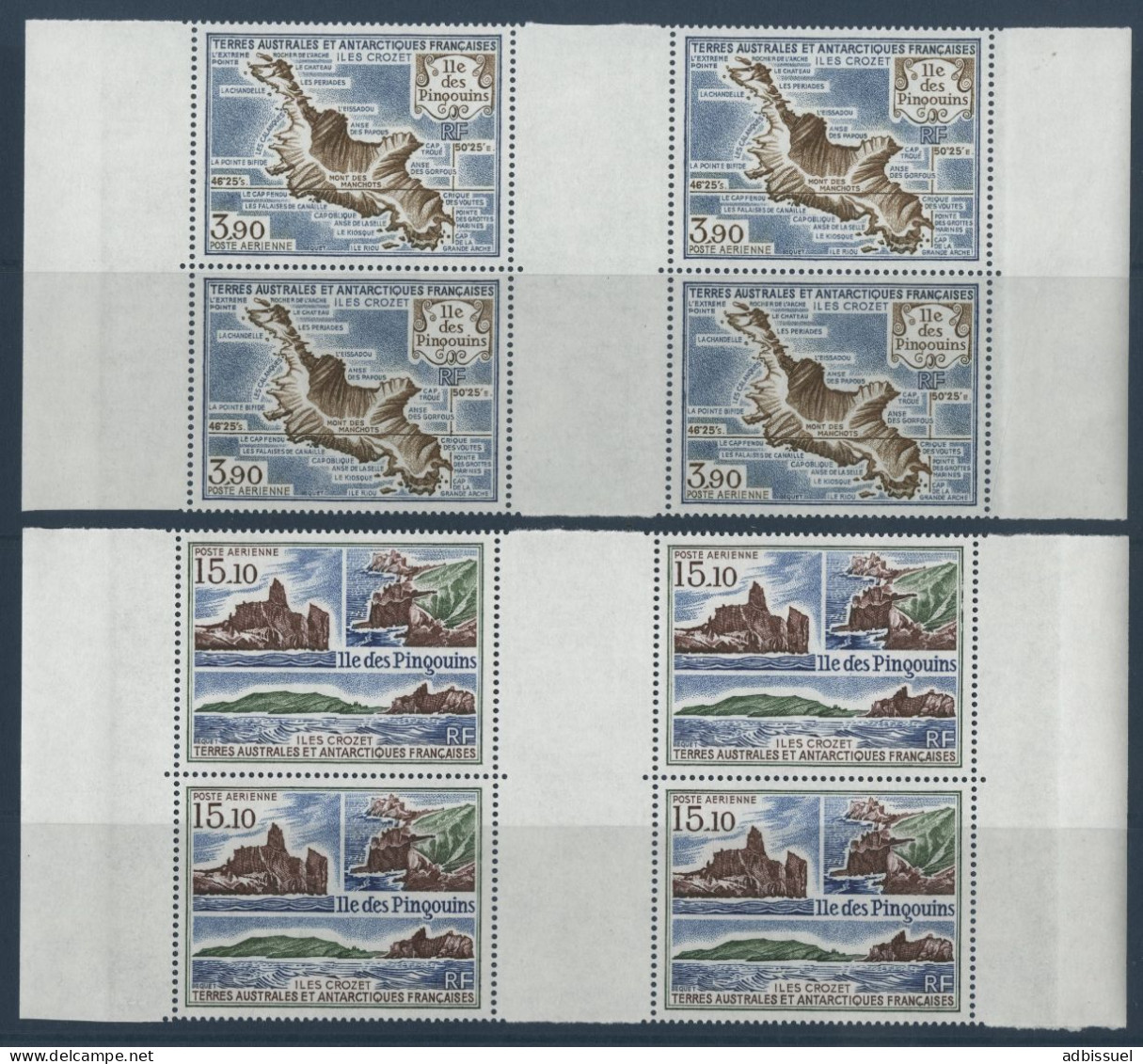 TAAF POSTE AERIENNE PA N° 100 + 101 Cote 39,60 € En Blocs De Quatre Neufs Sans Charnière ** (MNH)  TB - Posta Aerea