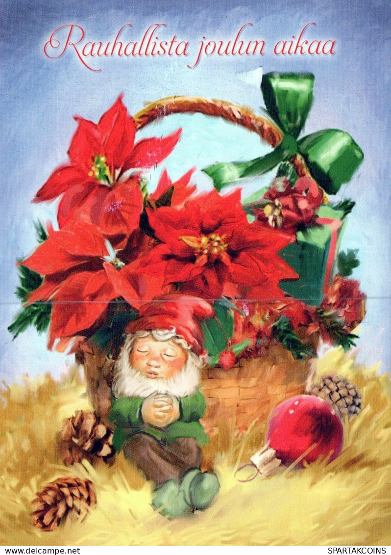 BABBO NATALE FLOWERS Natale Vintage Cartolina CPSM #PAK997.IT - Santa Claus