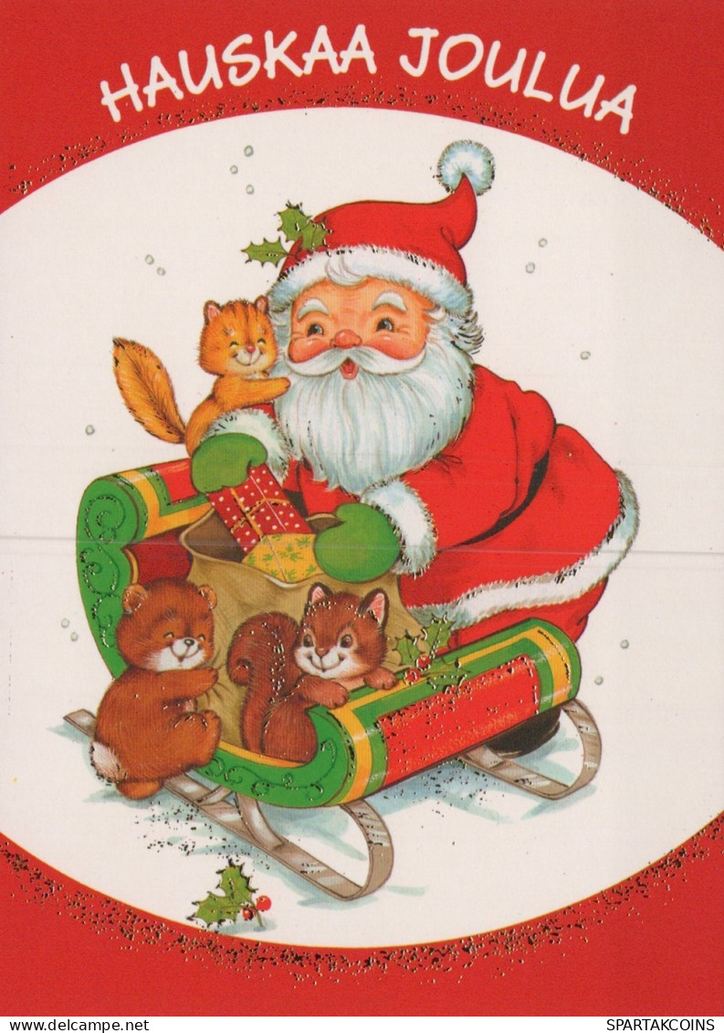 BABBO NATALE Animale Natale Vintage Cartolina CPSM #PAK718.IT - Santa Claus